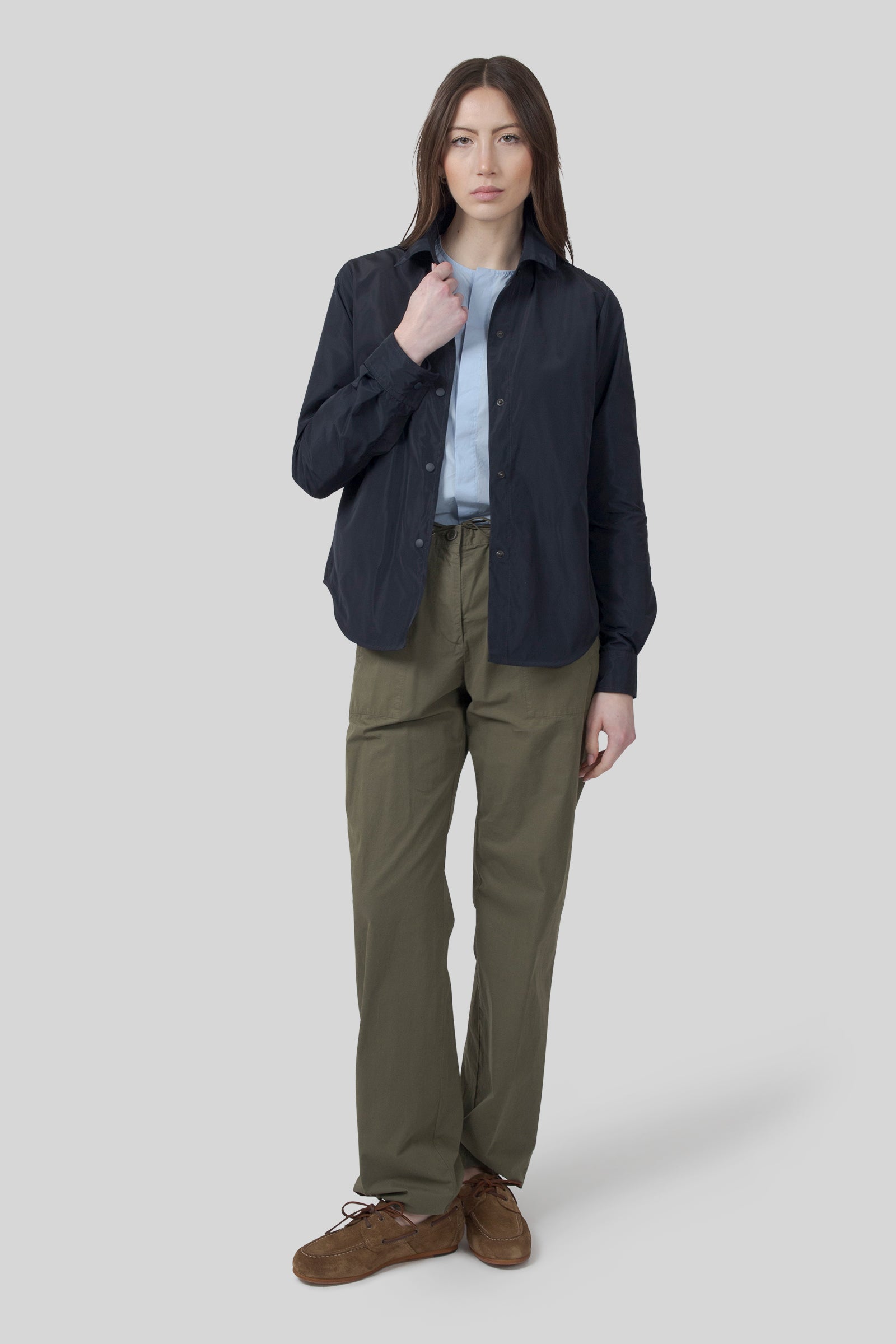 Aspesi Camicia Glue Sfoderata Poliestere Tecnico Blu Scuro Donna - 4