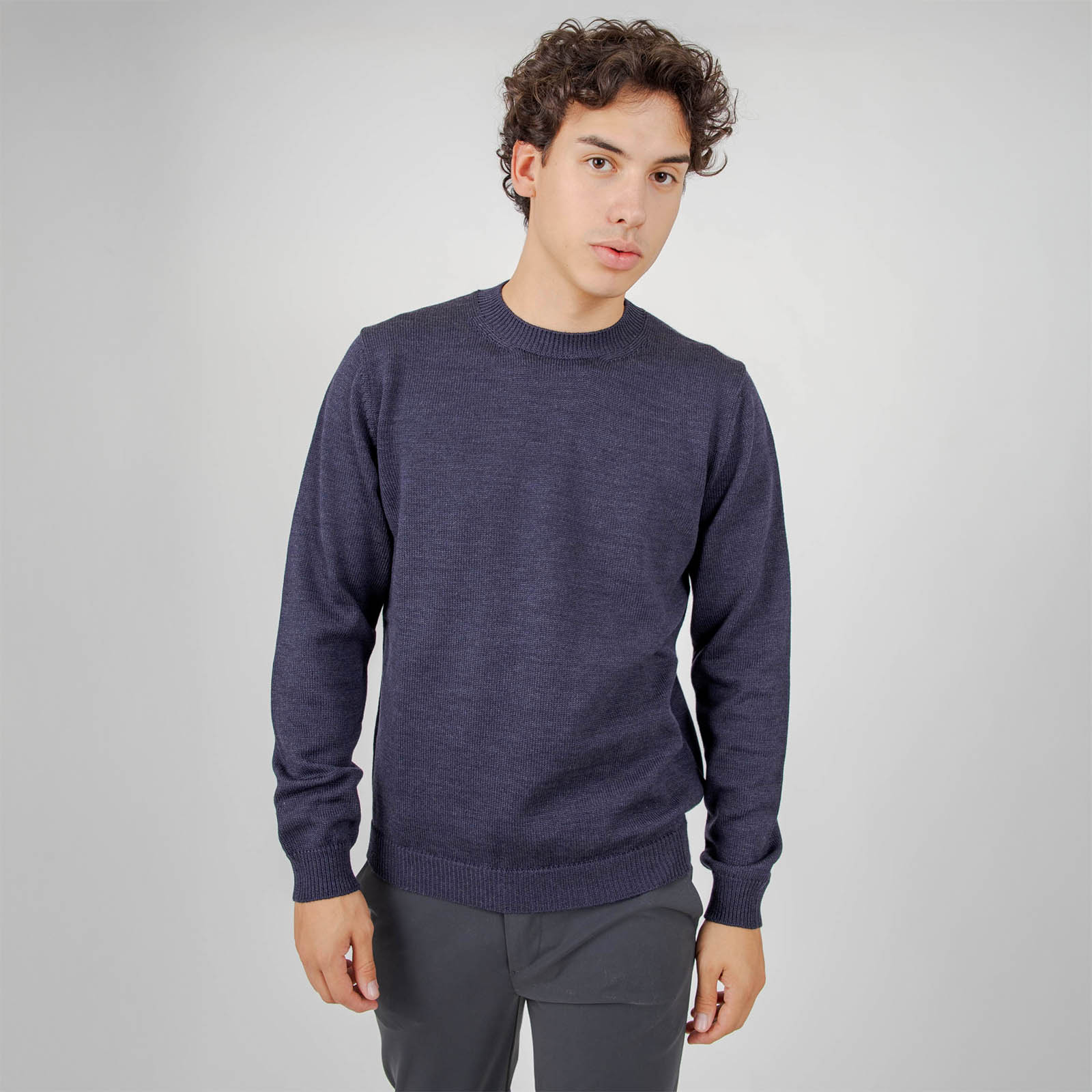 Roberto Collina Maglia Girocollo Blu Medio Uomo - 7