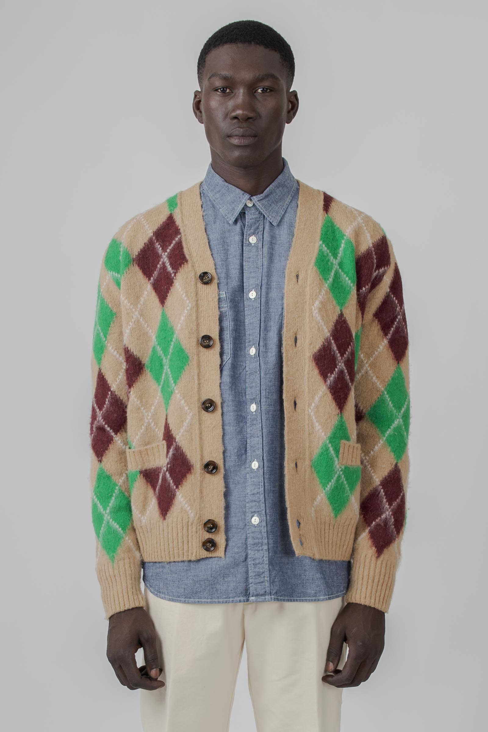 Aspesi Cardigan In Lana Shetland Cammello Uomo - 4