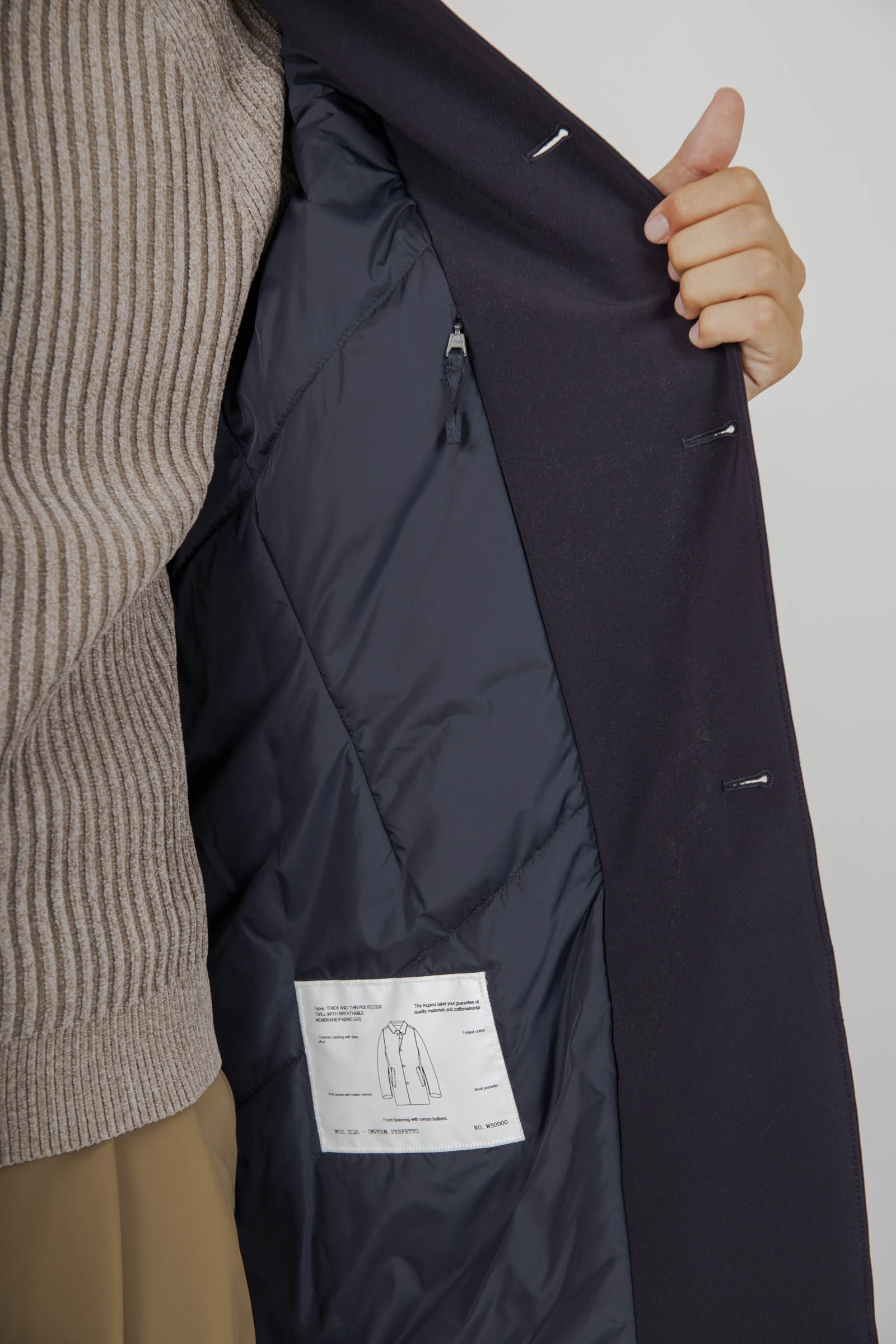 Aspesi Impermeabile Perfetto Blu Navy Uomo - 6