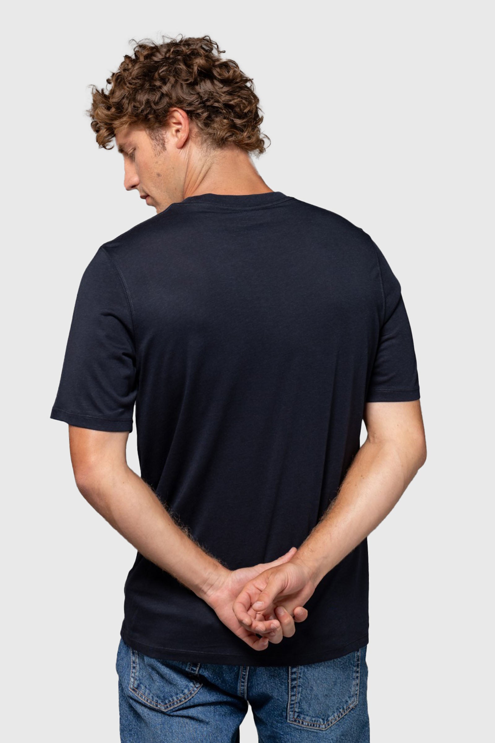 Majestic Filatures T-shirt Lyocell E Cotone Organico Blu Uomo - 4