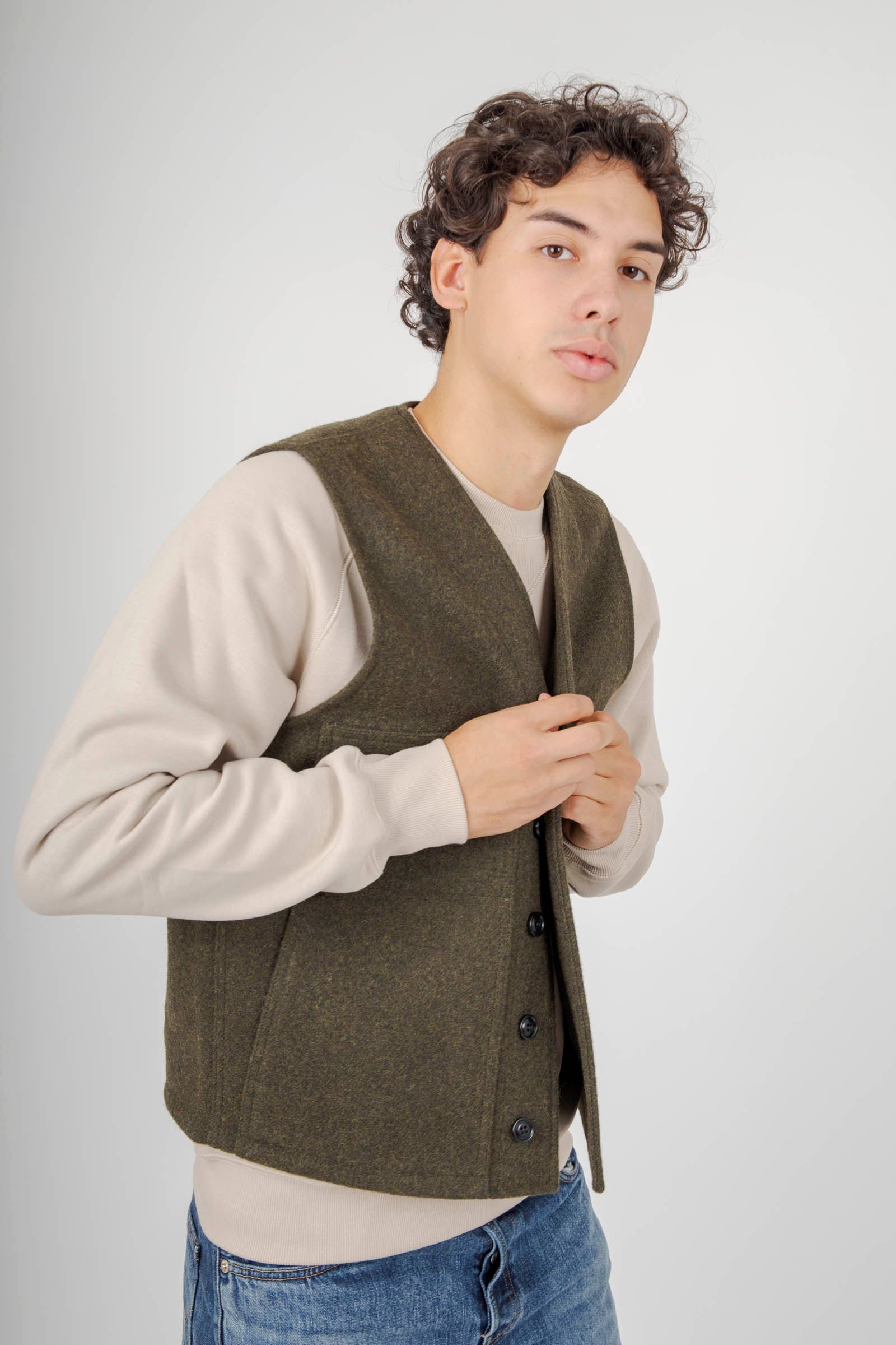 Filson Mackinaw Wool Vest Verde Scuro Uomo - 5