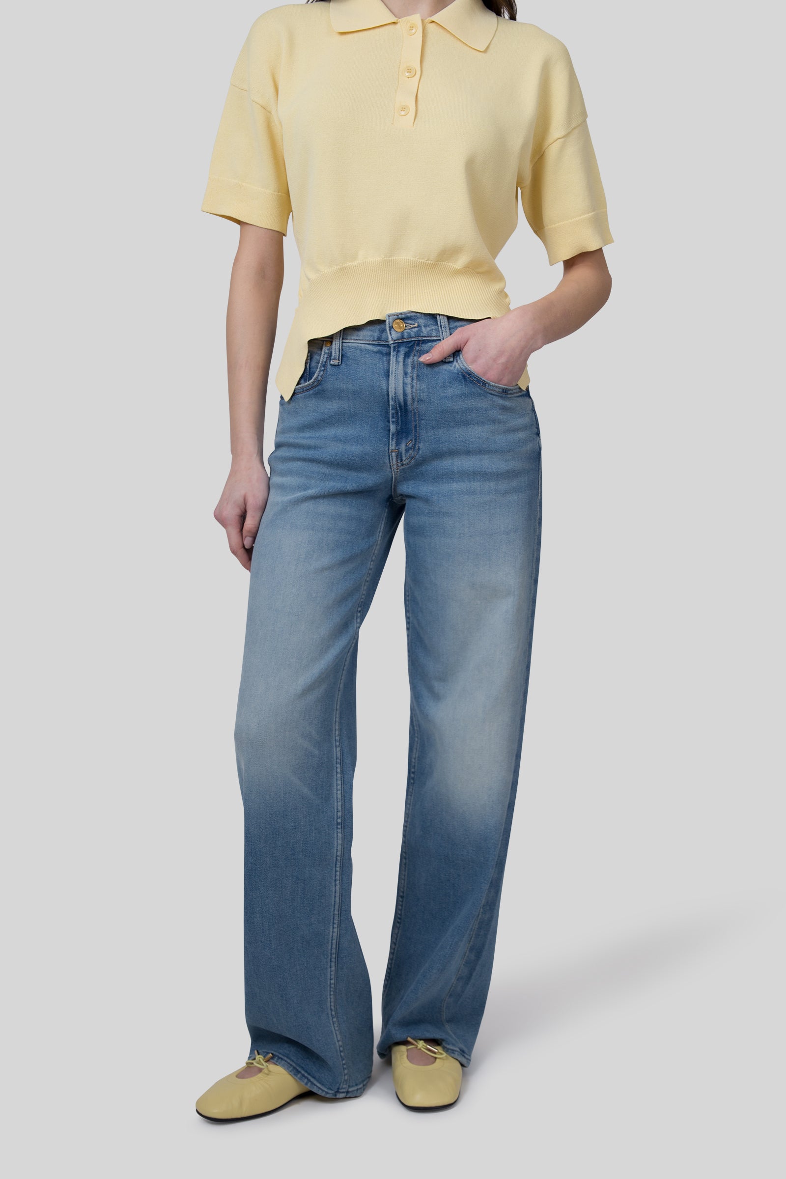 Mother Jeans The Snipper Zip Sneak Denim Chiaro Donna - 1