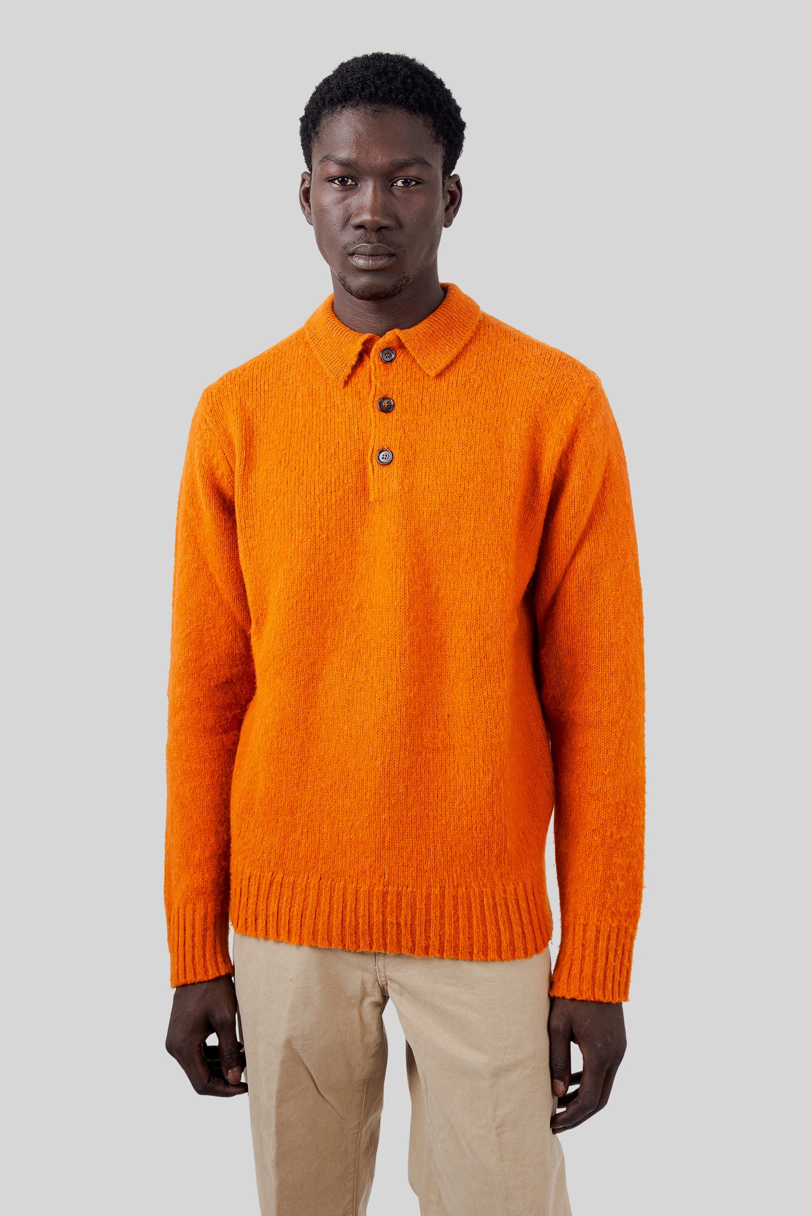 Aspesi Polo In Lana Shetland Zucca Uomo - 5