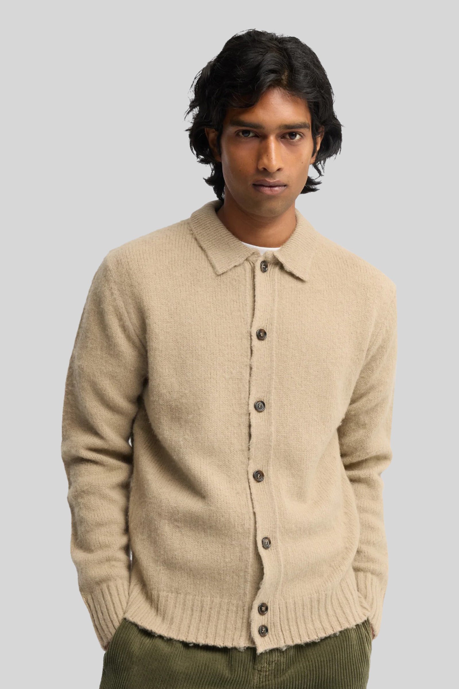 Aspesi Cardigan In Lana Shetland Beige Uomo - 1