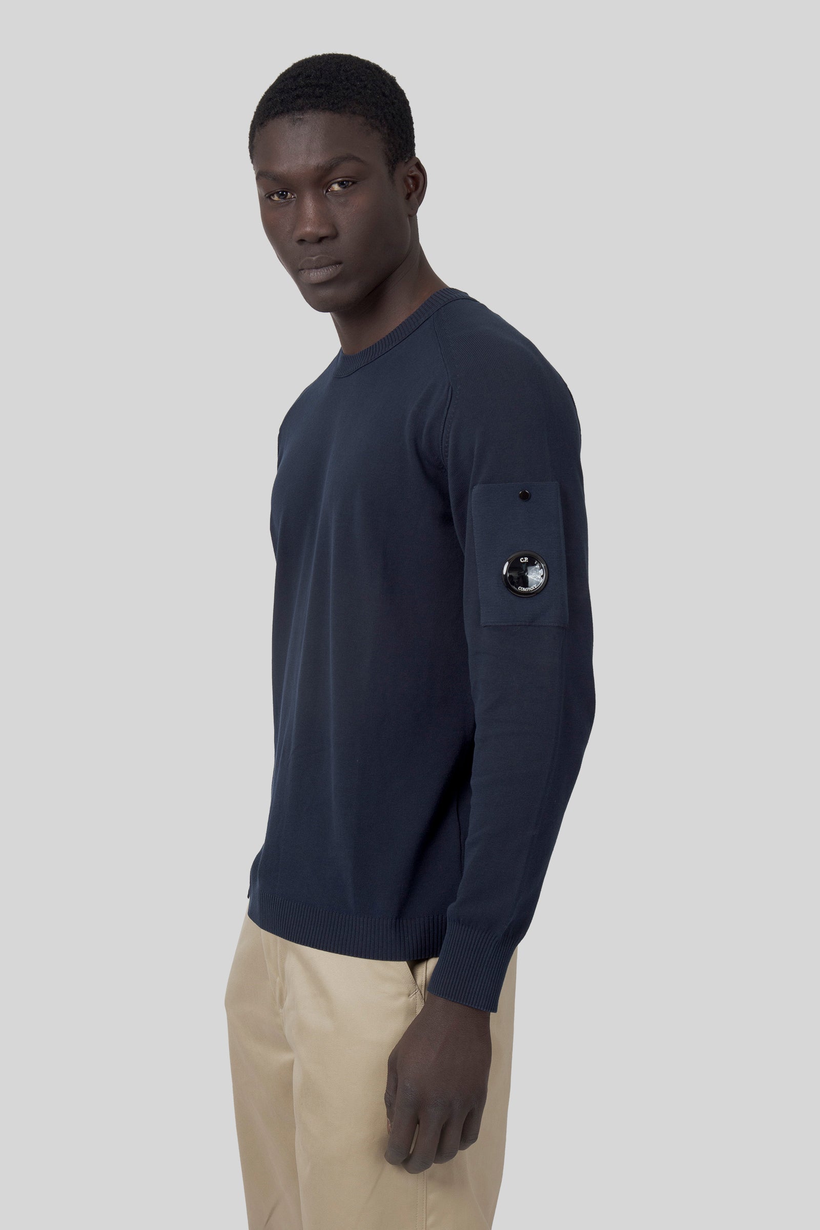 C.p. Company Maglia Cotton Crepe Crewneck Lens Blu Uomo - 3