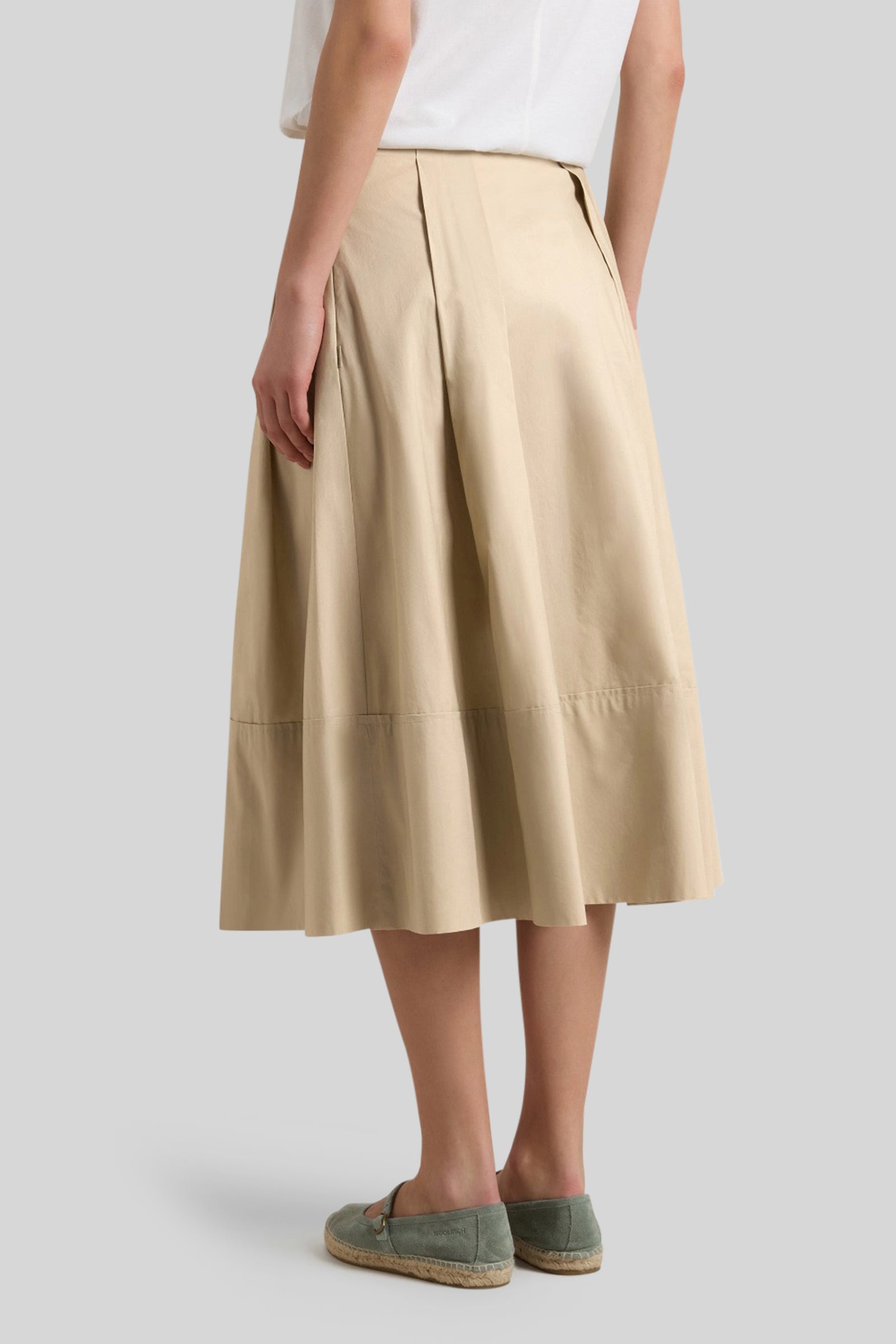 Woolrich Gonna In Popeline Di Puro Cotone Beige Chiaro Donna - 2