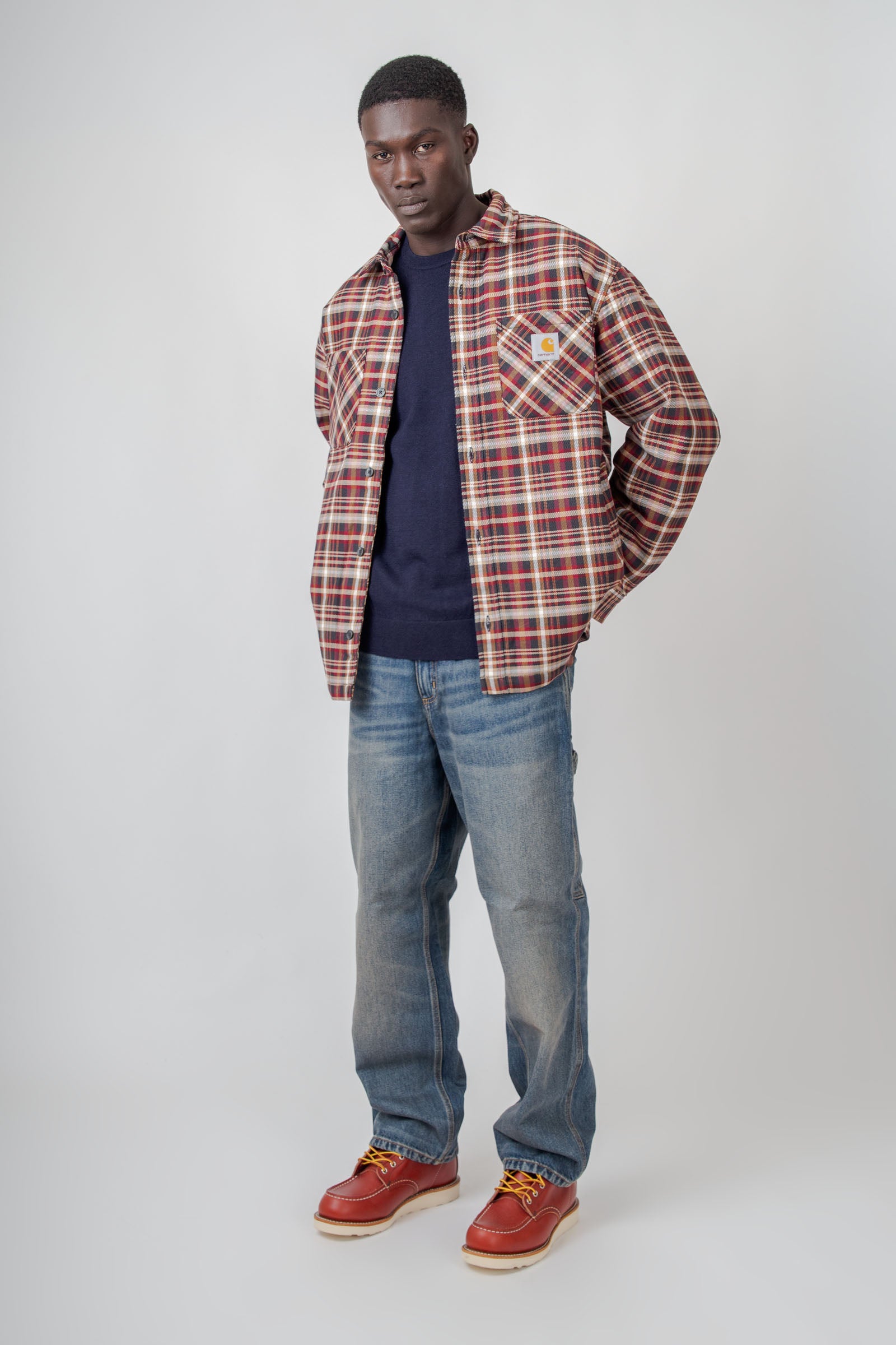 Carhartt Wip Cronyn Shirt Jac Check Beige/bordeaux Uomo - 8