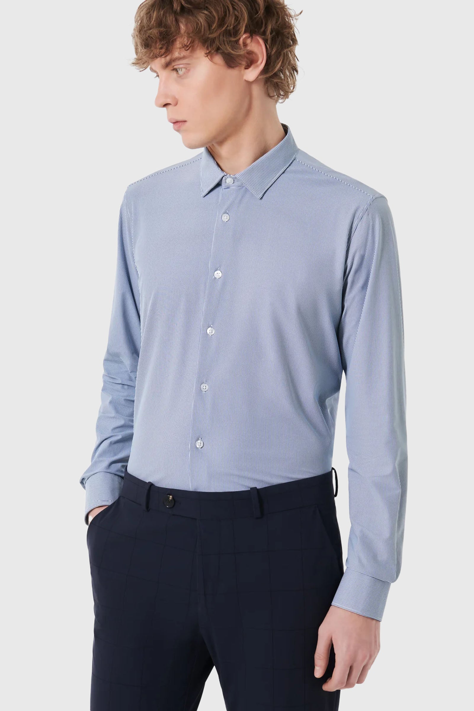 Rrd Camicia Oxford Jacquard Open Azzurro Uomo - 1