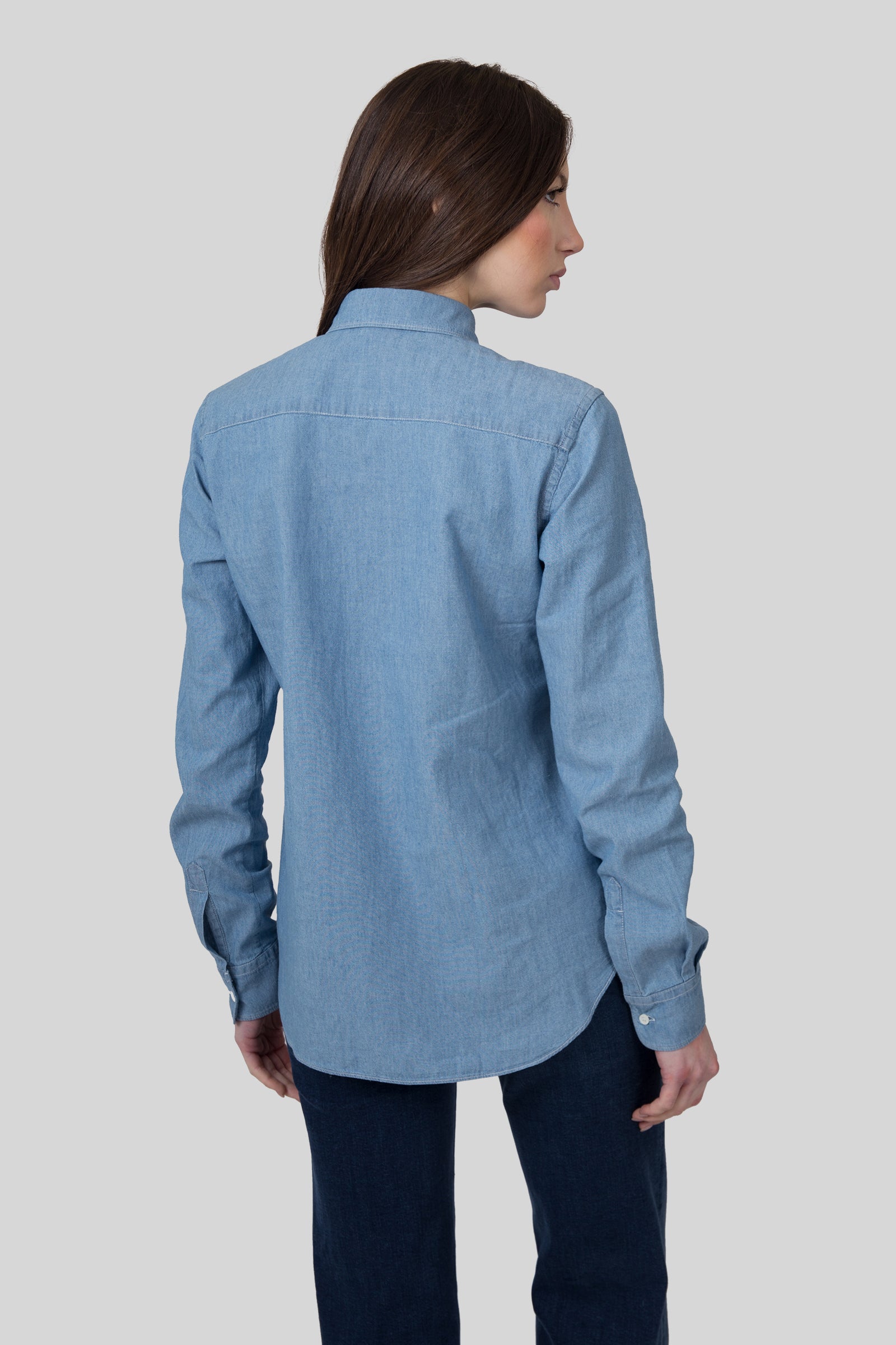 Aspesi Camicia In Popeline Di Cotone Denim Chiaro Donna - 3