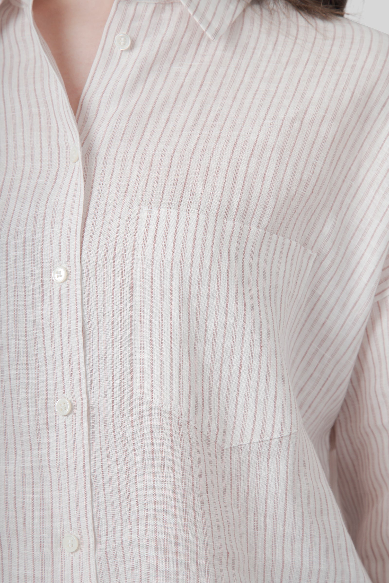 Max Mara Weekend Camicia Panetto Riga Bianco/rosa Donna - 4