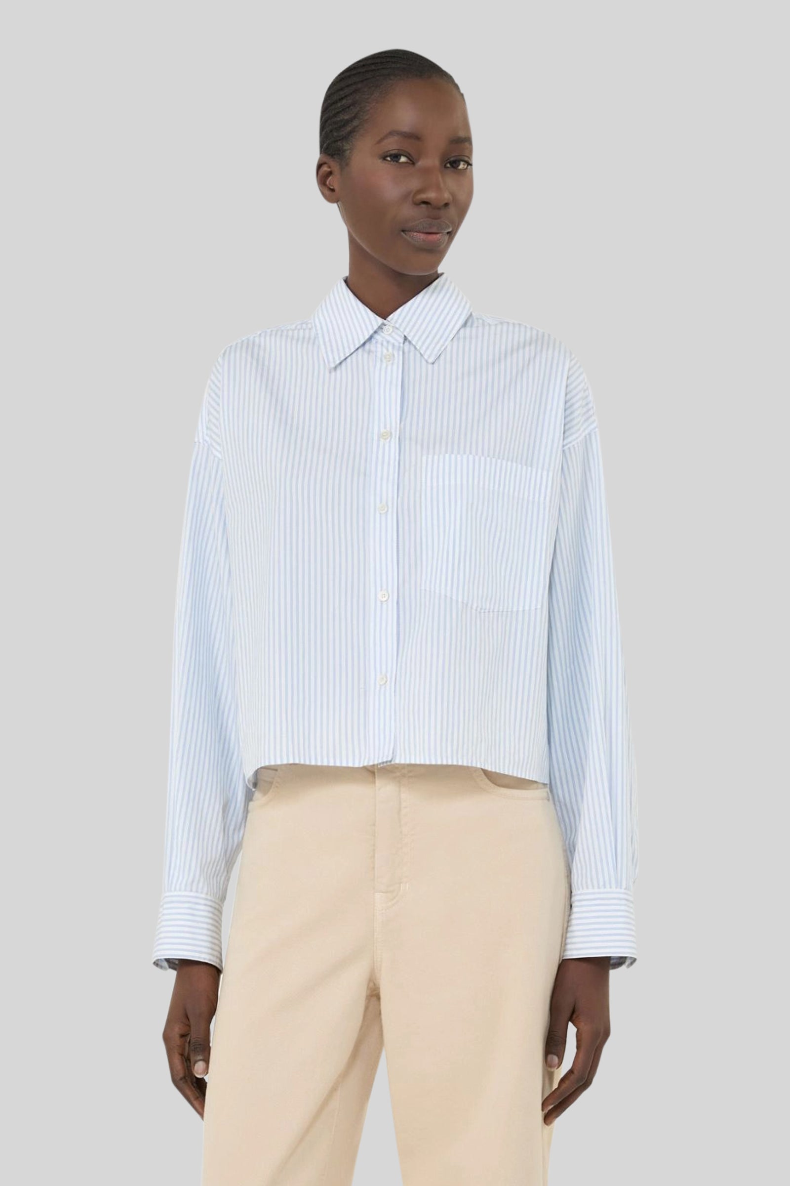 Max Mara Weekend Camicia Eden In Popeline Bianco/azzurro Donna - 1