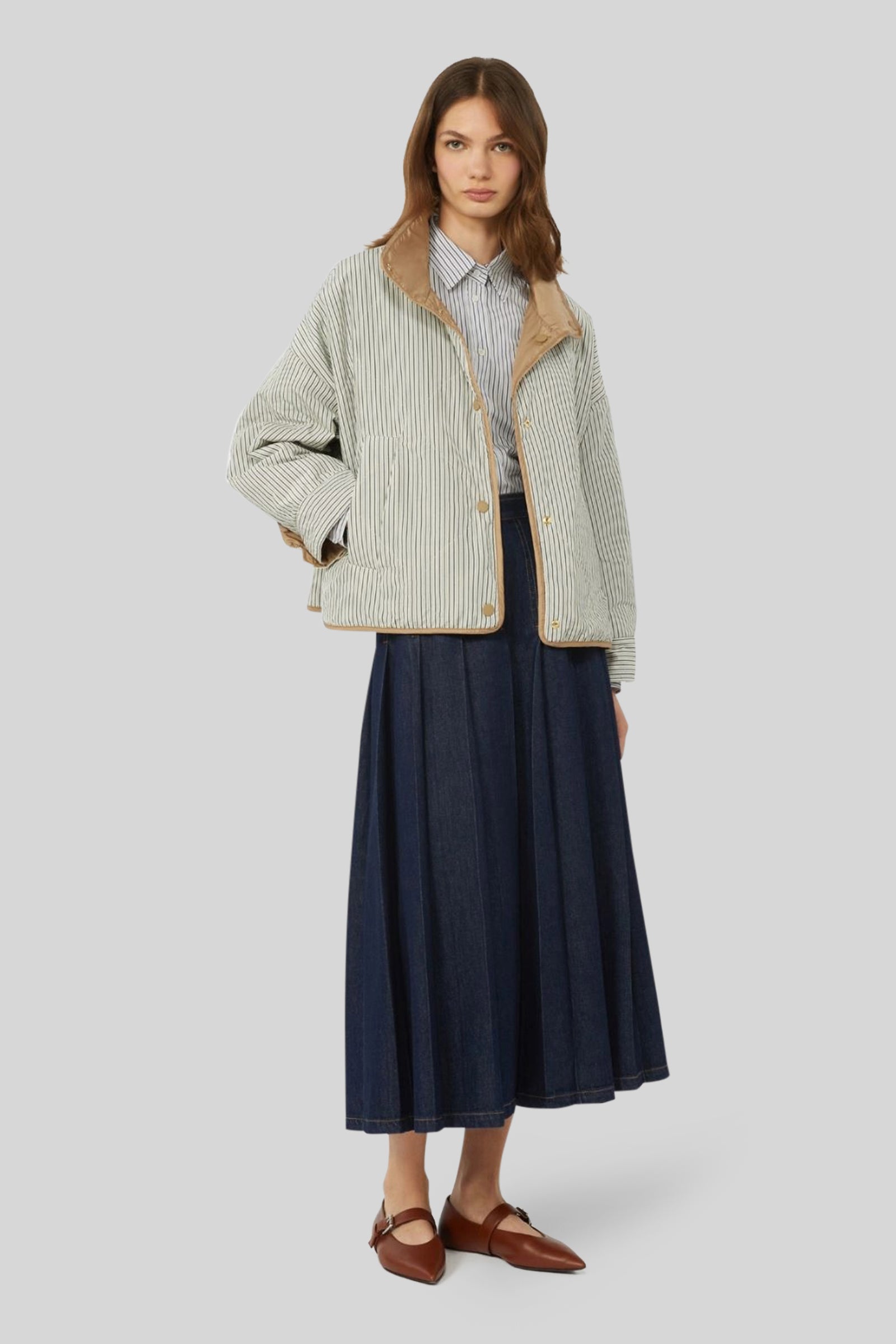 Max Mara Weekend Giacca Imbottita Reversibile In Tela Antigoccia Smalto Nocciola Donna - 6