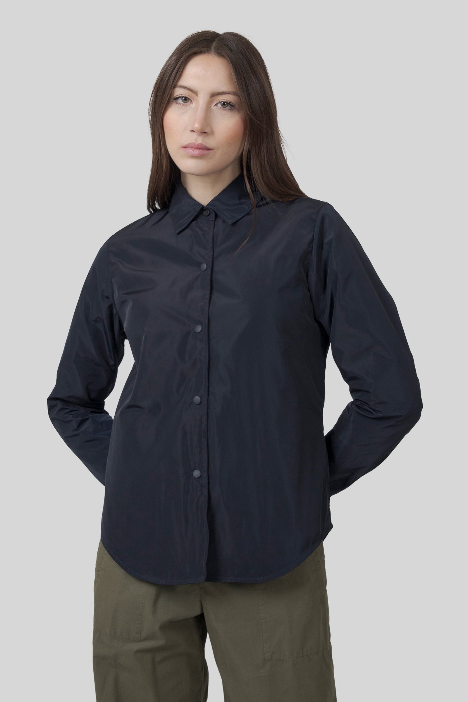 Aspesi Camicia Glue Sfoderata Poliestere Tecnico Blu Scuro Donna - 1