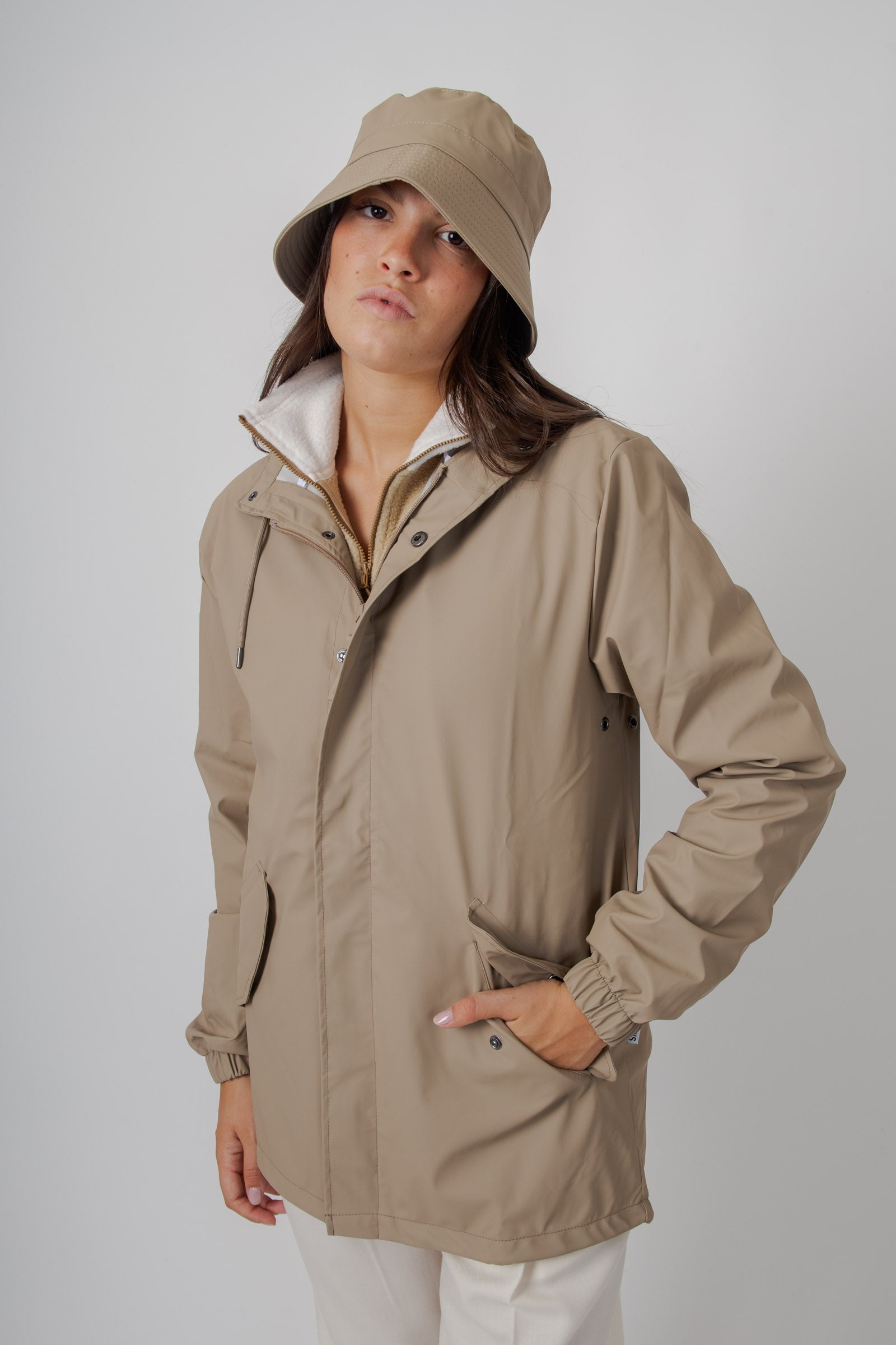 Rains Fishtail Jacket Beige Donna - 1
