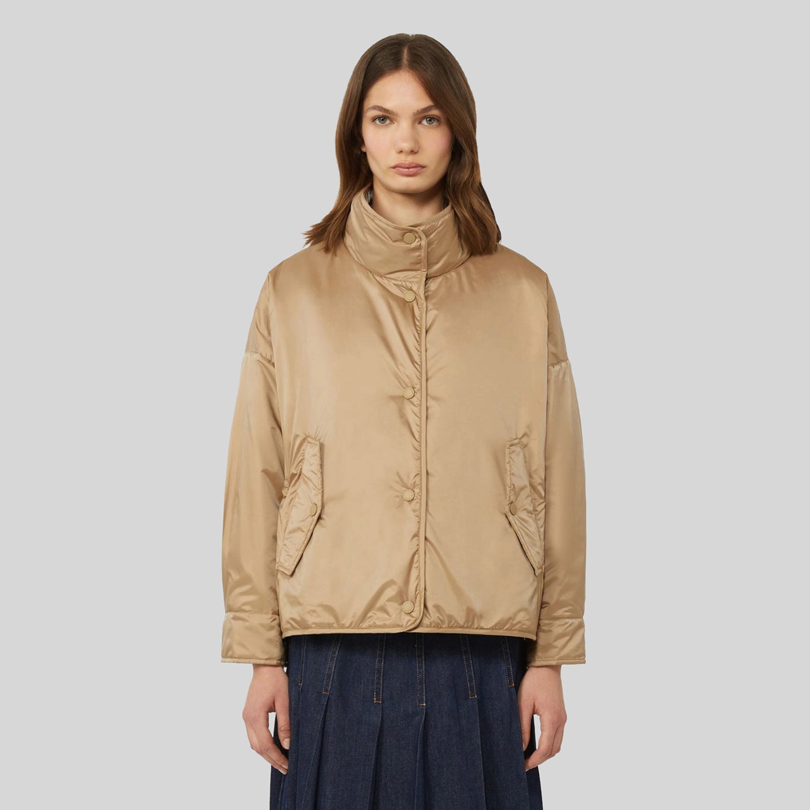 Max Mara Weekend Giacca Imbottita Reversibile In Tela Antigoccia Smalto Nocciola Donna - 7
