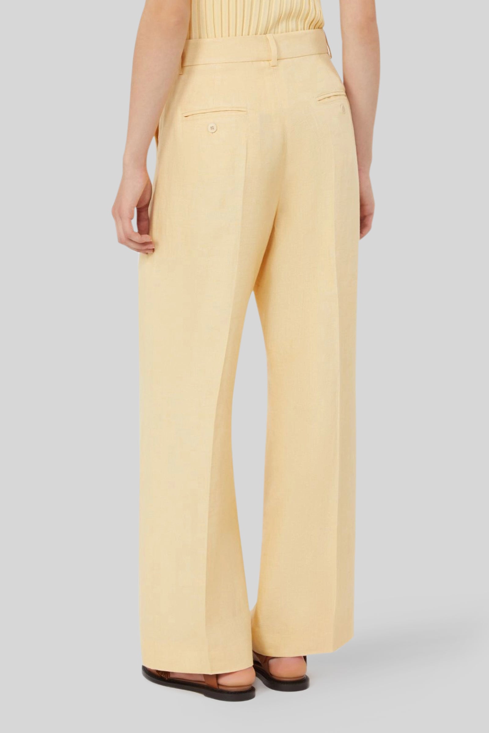 Max Mara Weekend Pantalone In Canvas Di Lino Malizia Giallo Donna - 3