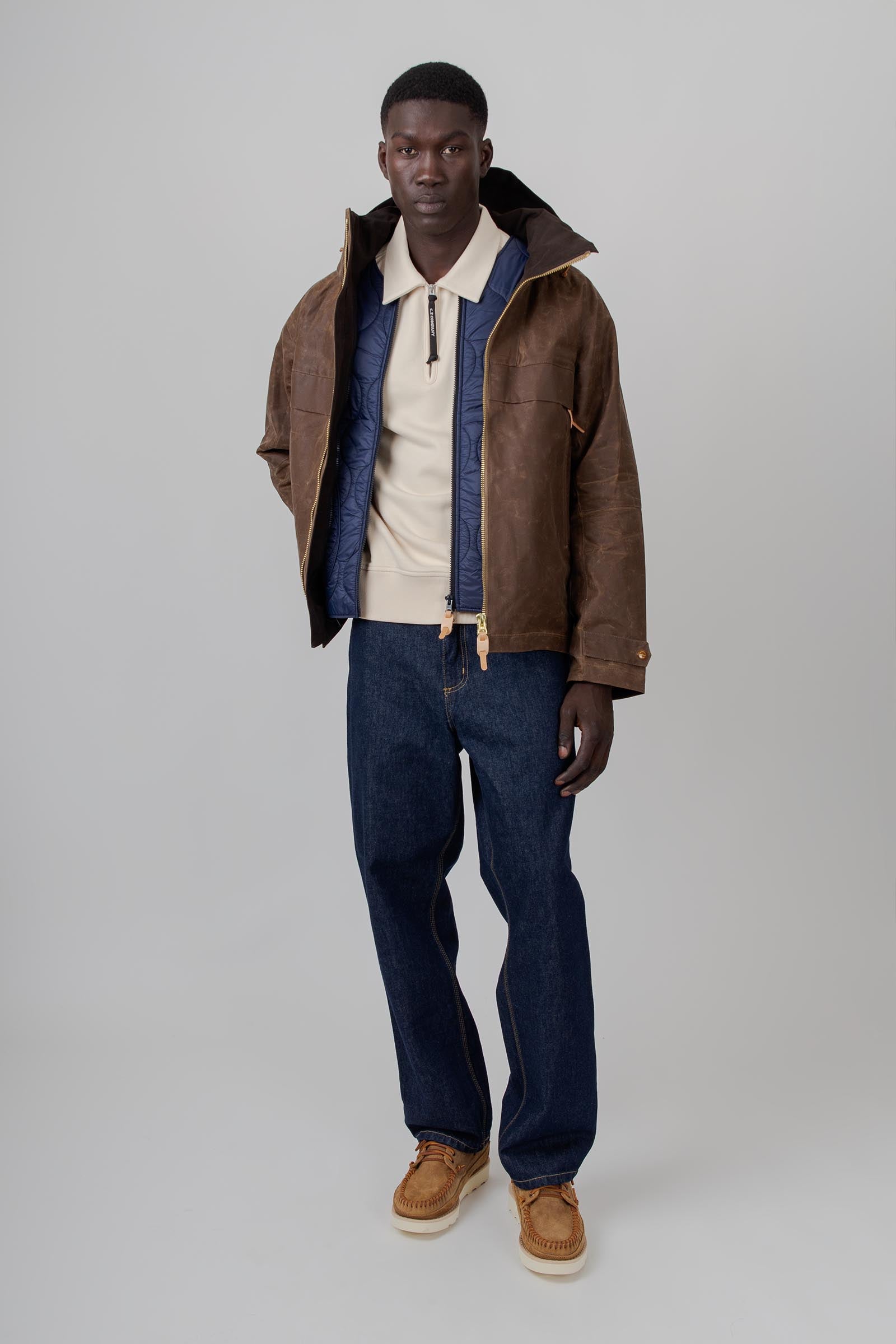 C.p. Company Felpa Polo Diagonal Raised Bianco Off Uomo - 2