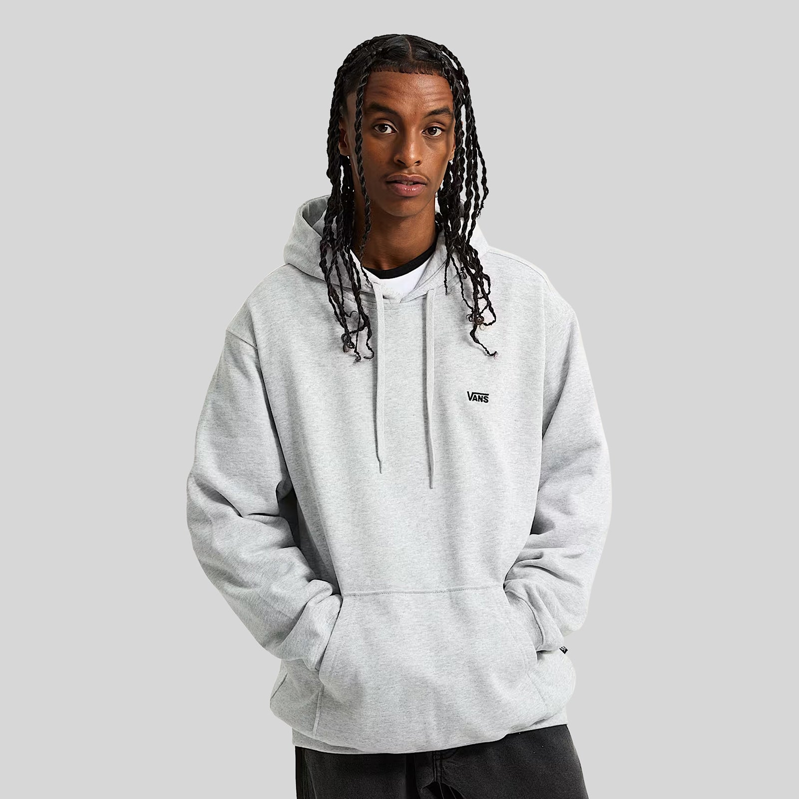 Vans "off The Wall" Felpa Cappuccio Left Chest Ii Grigio Chiaro Uomo - 6