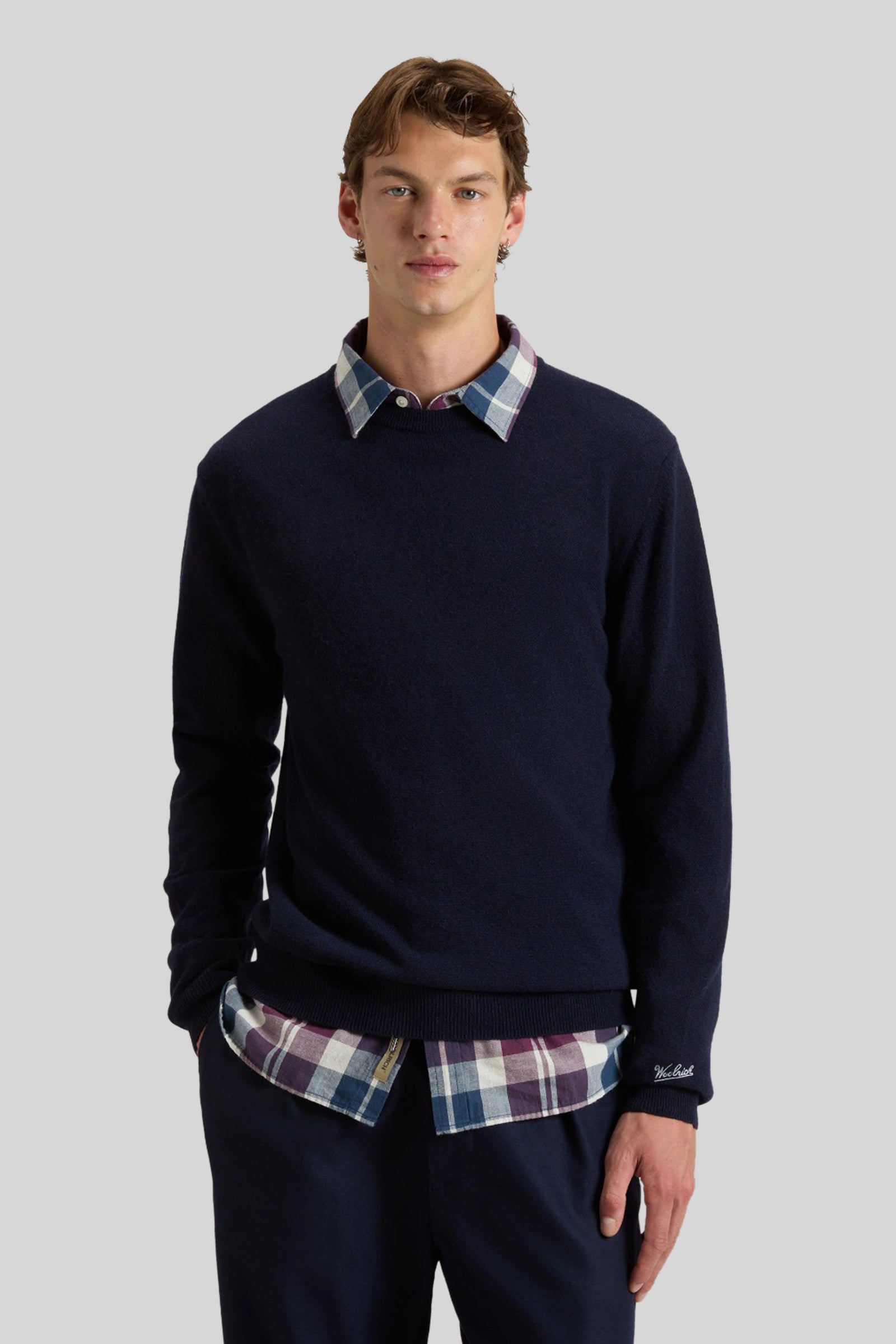 Woolrich Maglia Girocollo Lambswool Blu Uomo - 2