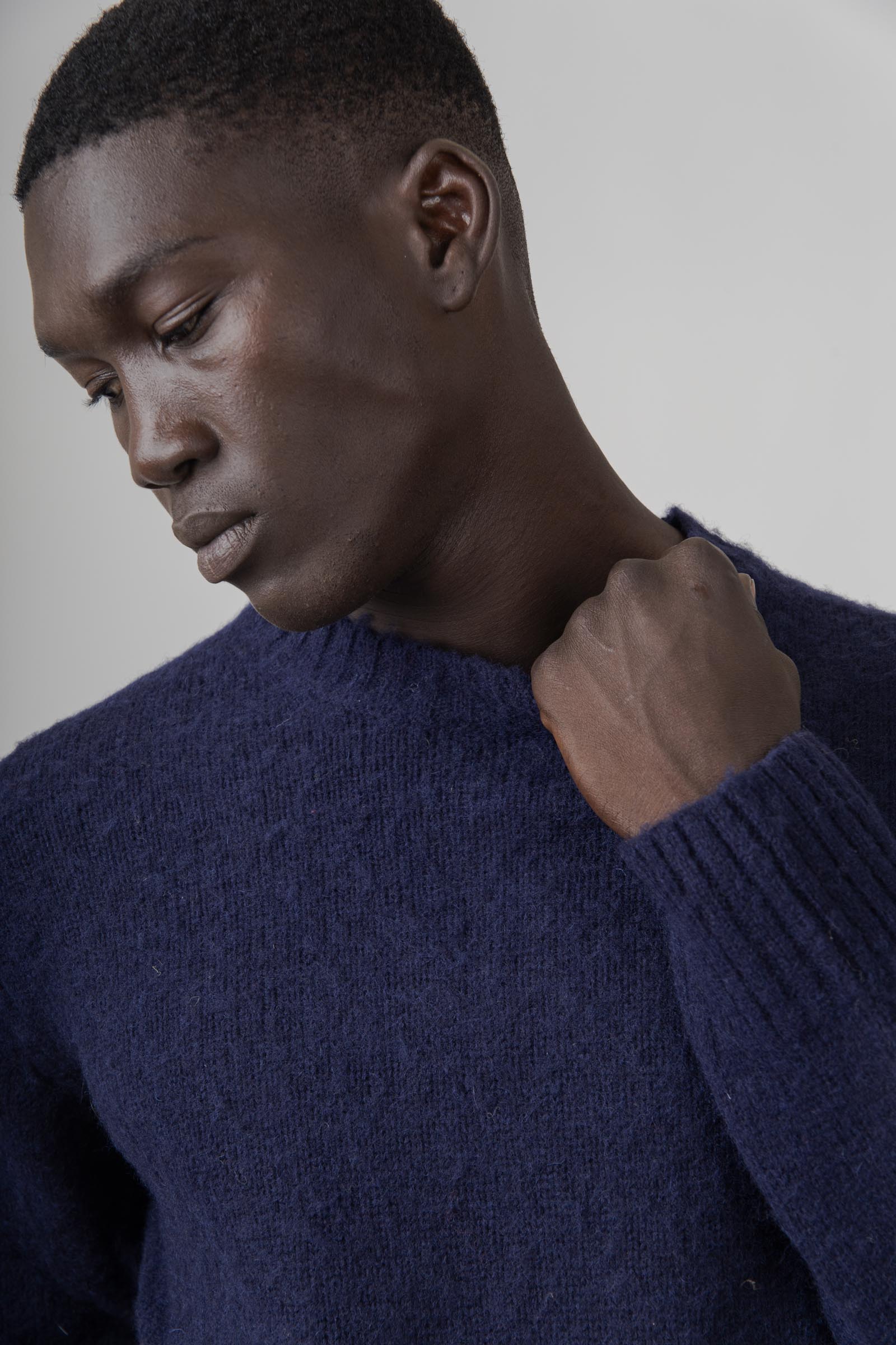 Aspesi Maglia Girocollo In Lana Shetland Blu Navy Uomo - 2