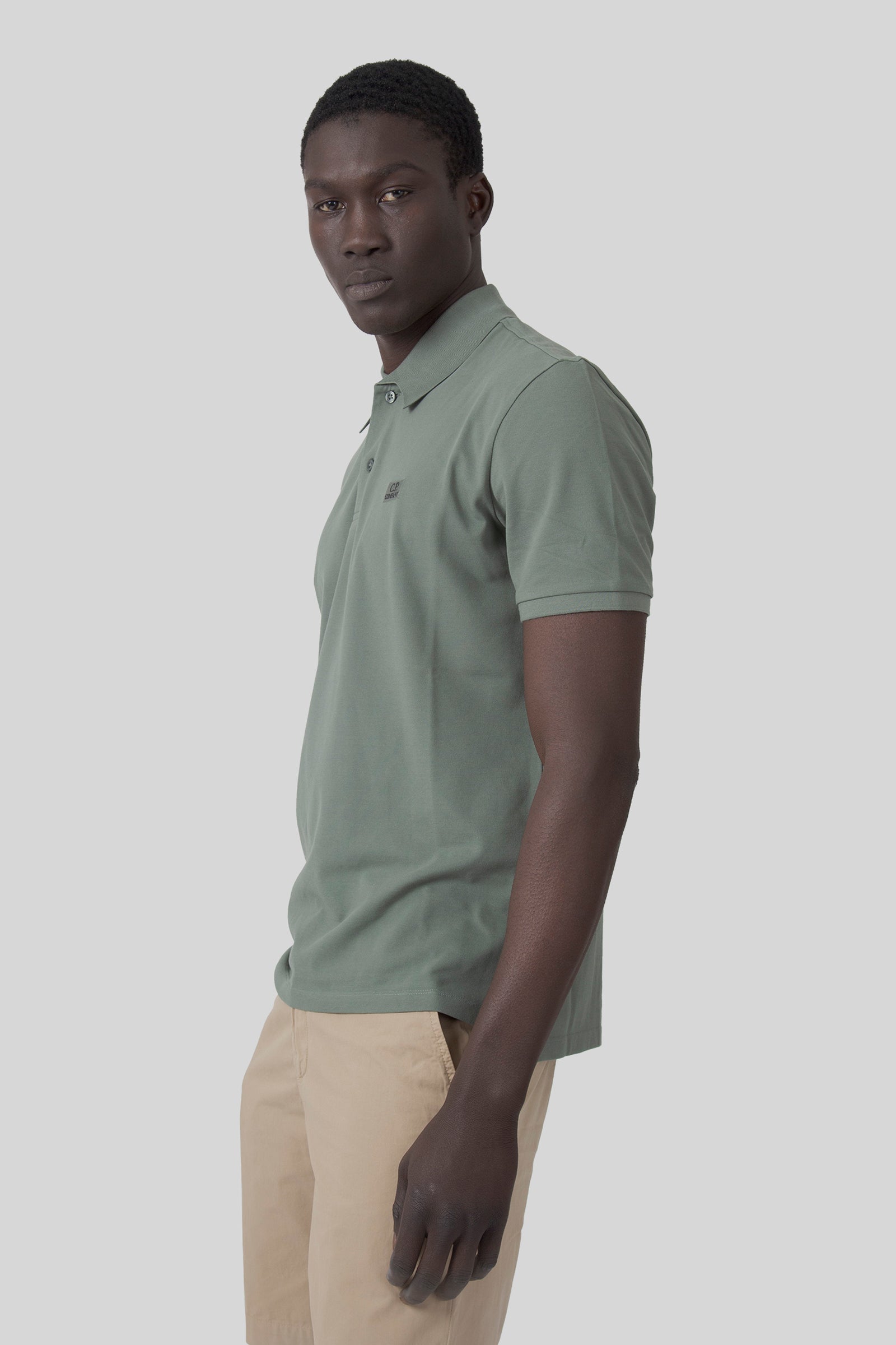 C.p. Company Polo Stretch Piquet Verde Salvia Uomo - 2