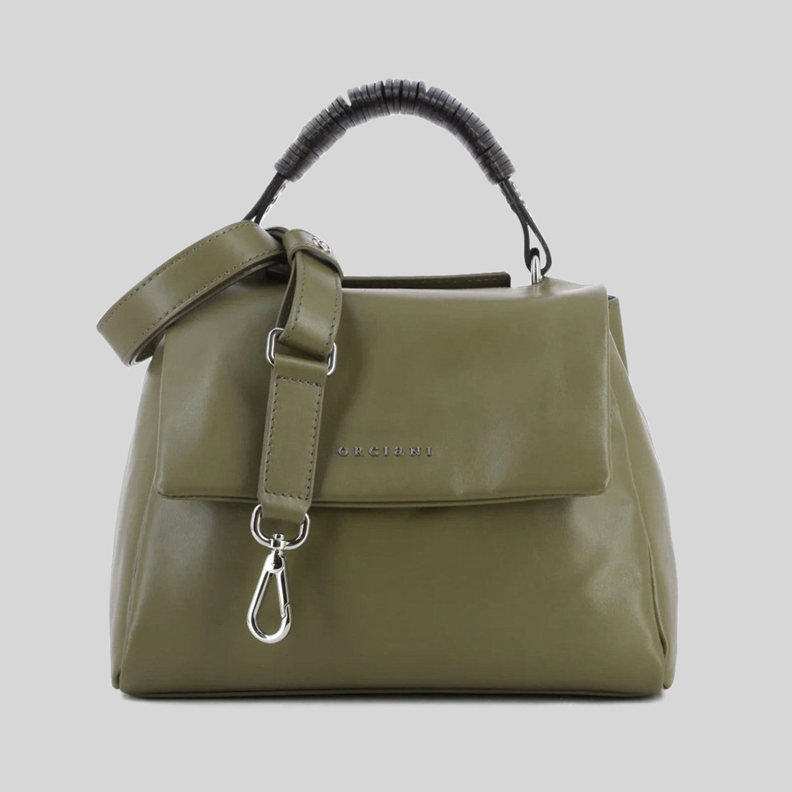 Orciani Borsa Sveva Midi Jungle In Pelle Verde Militare Donna - 5
