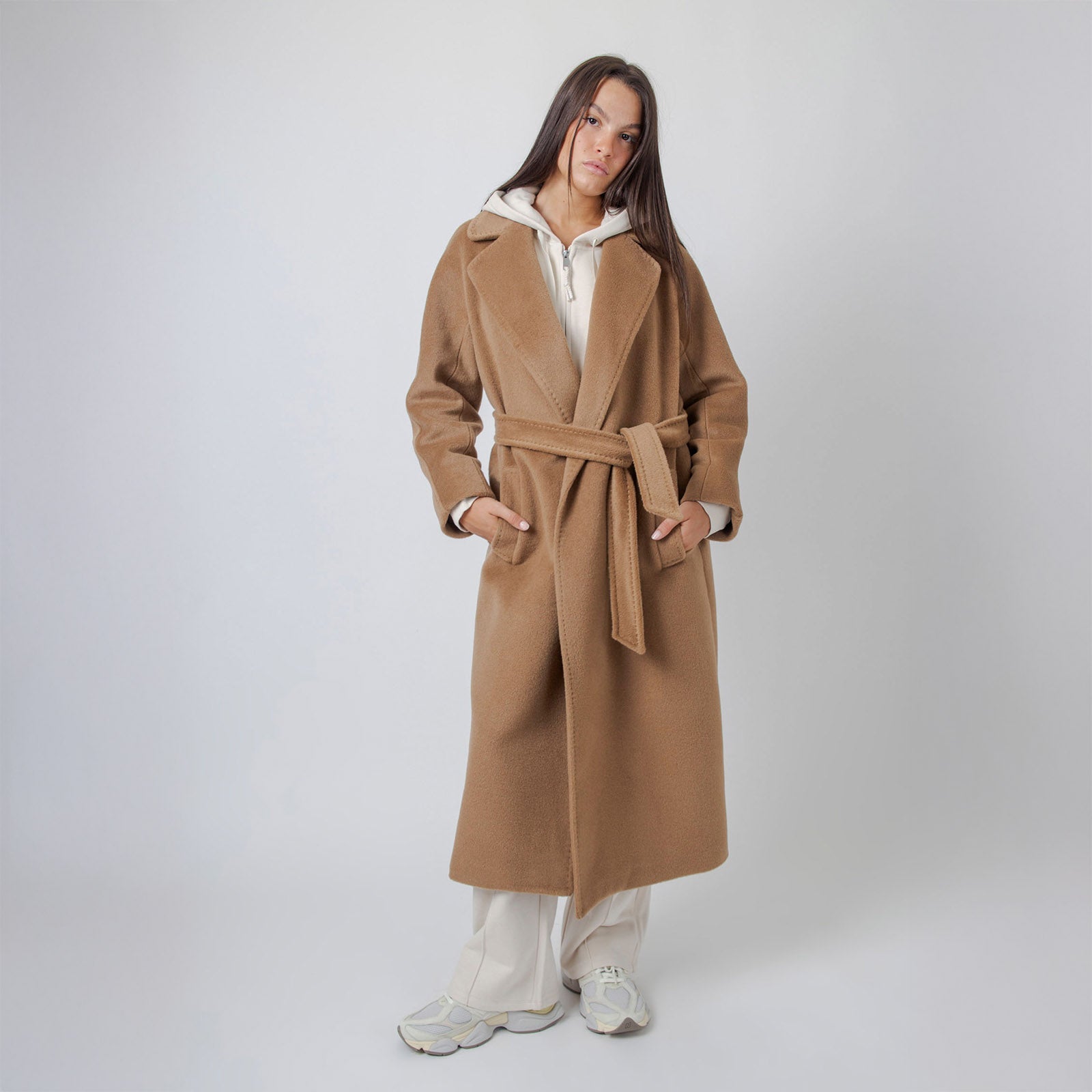 Max Mara Weekend Cappotto Lungo Tempera In Lana E Alpaca Cammello Donna - 10