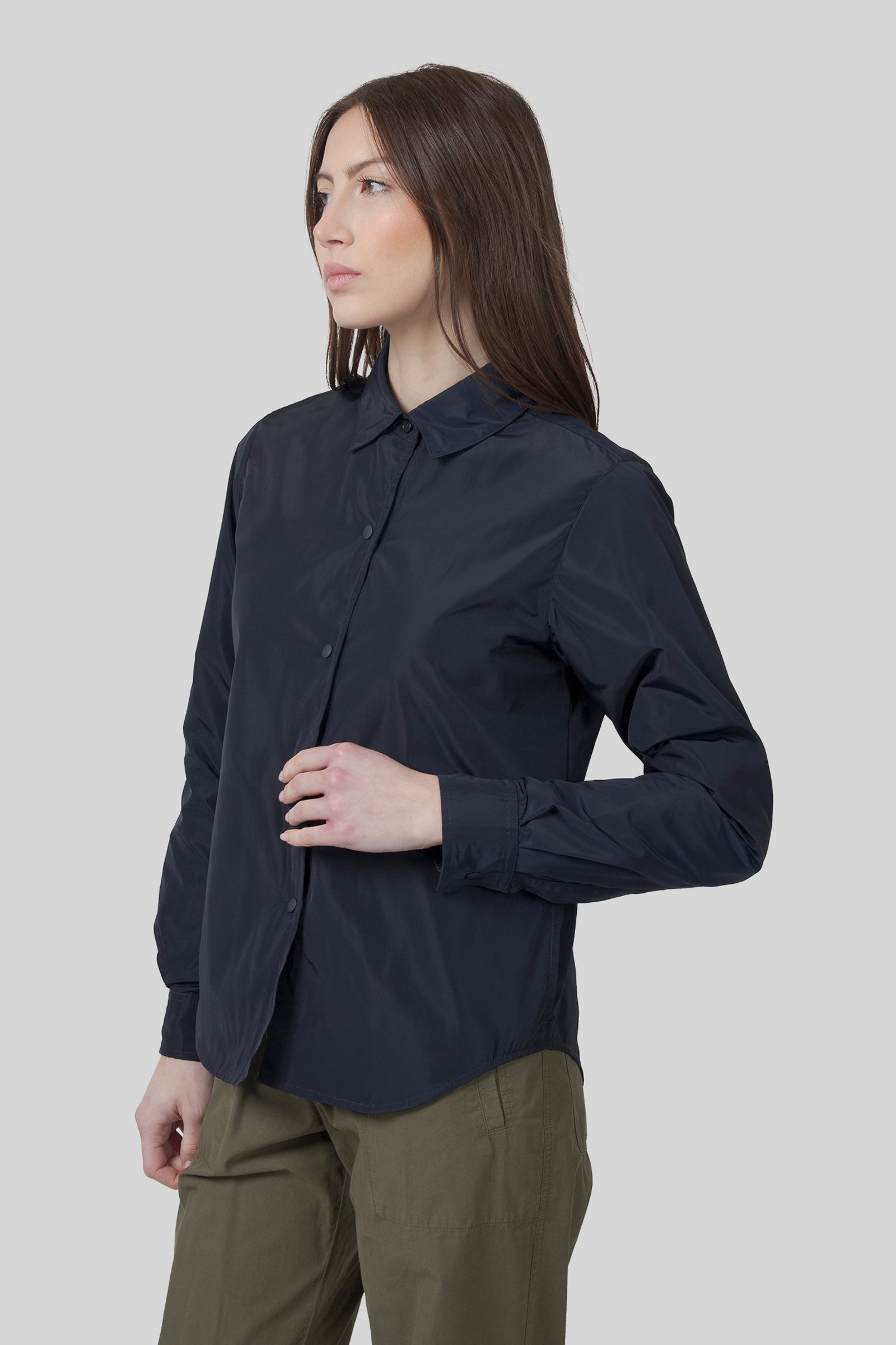Aspesi Camicia Glue Sfoderata Poliestere Tecnico Blu Scuro Donna - 3