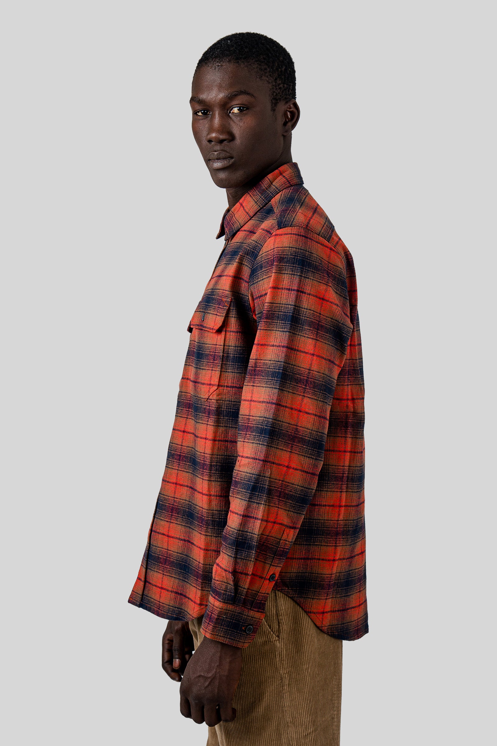 Sebago Camicia Check Mizzen Marrone/arancio Unisex - 4