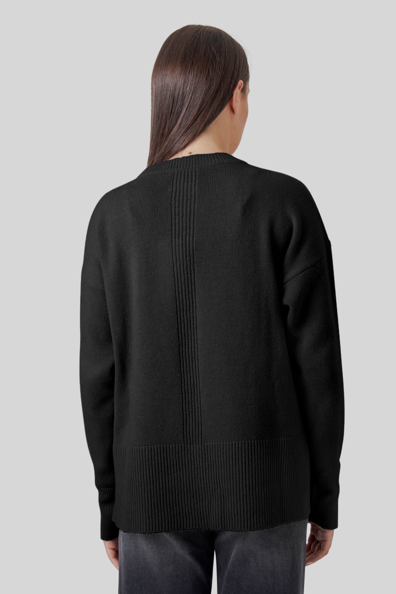 Roberto Collina Maglia Girocollo Lana Cashmere Nero Donna - 7