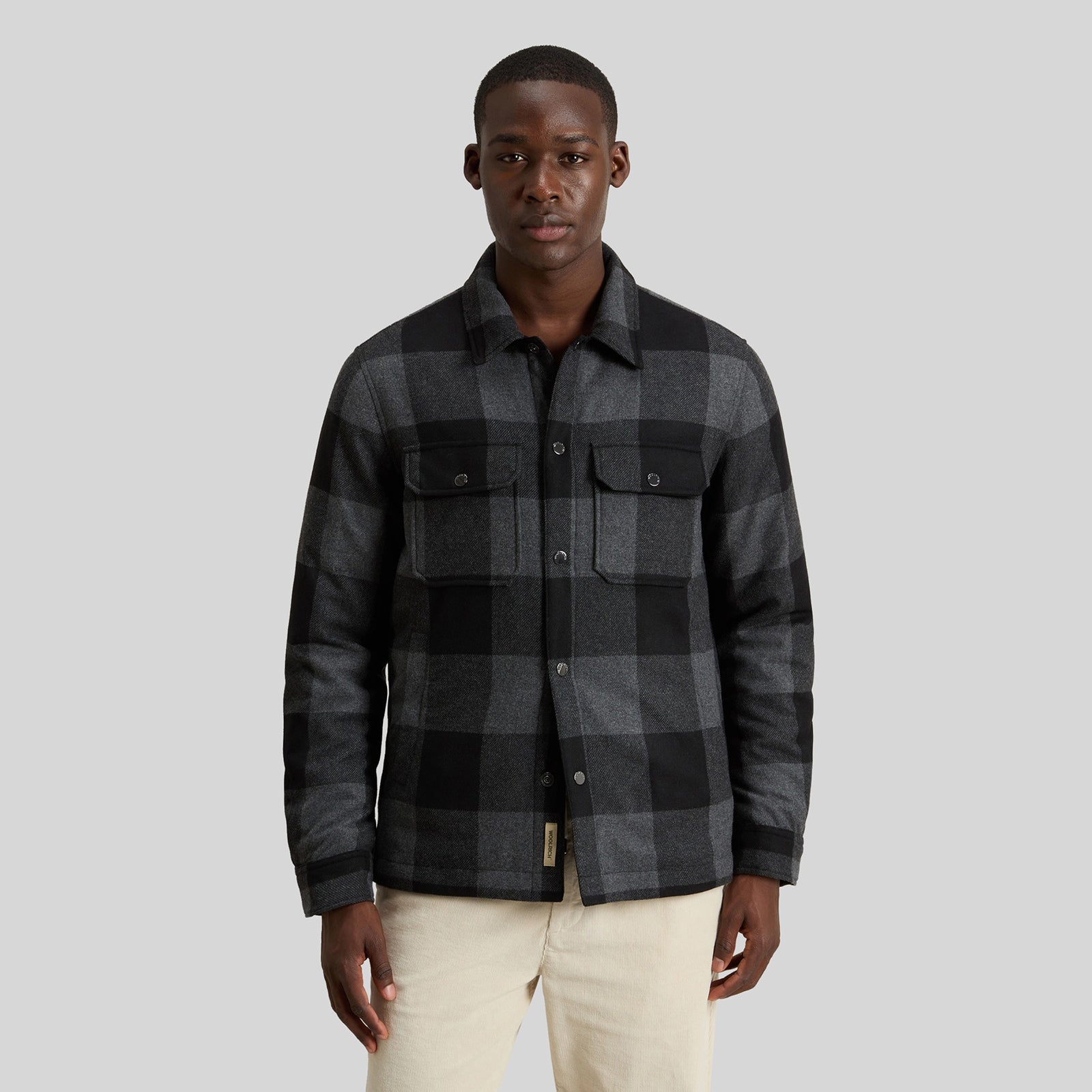 Woolrich Wool Check Alaskan Shirt Jacket Antracite Uomo - 8
