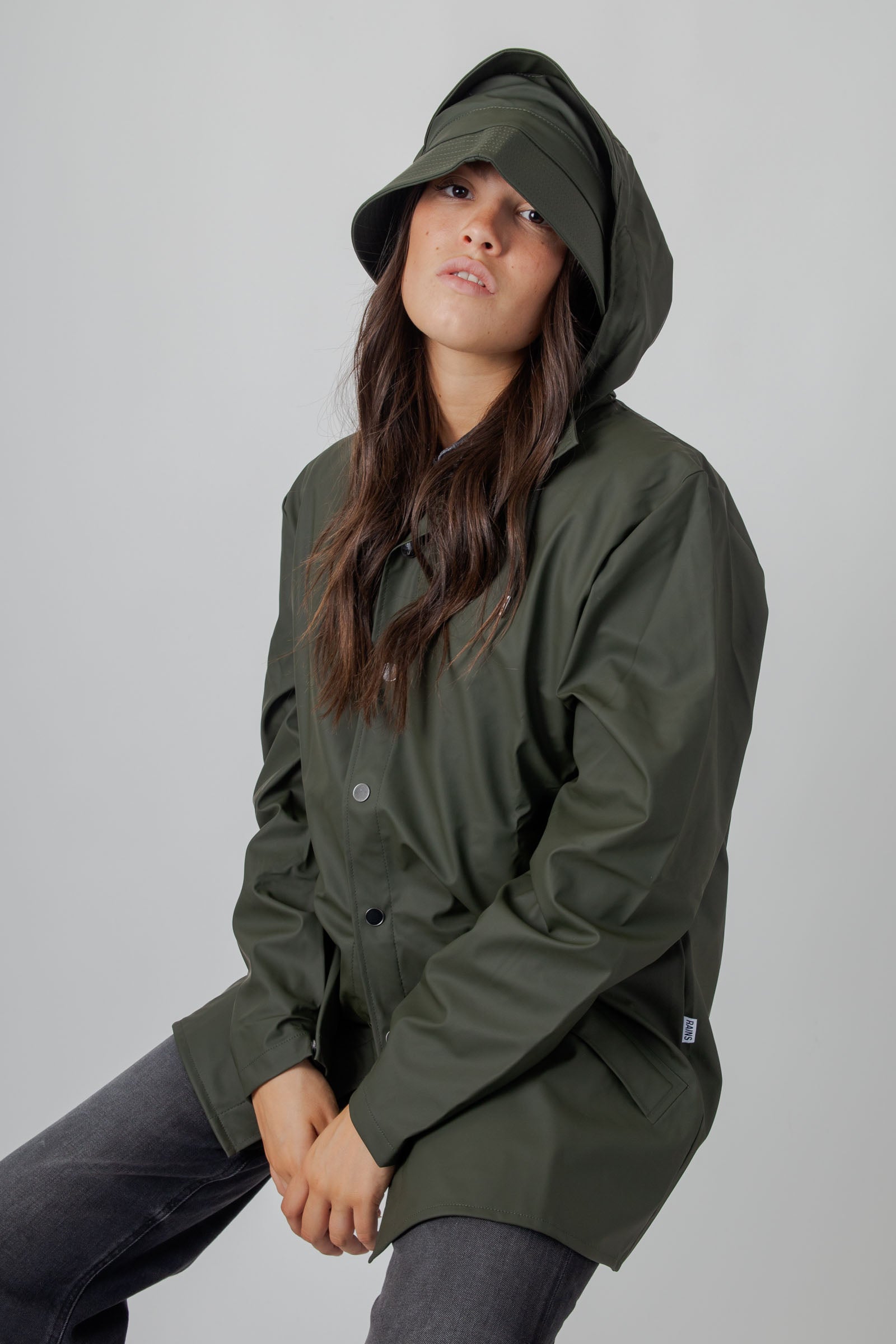 Rains Jacket Verde Donna - 3