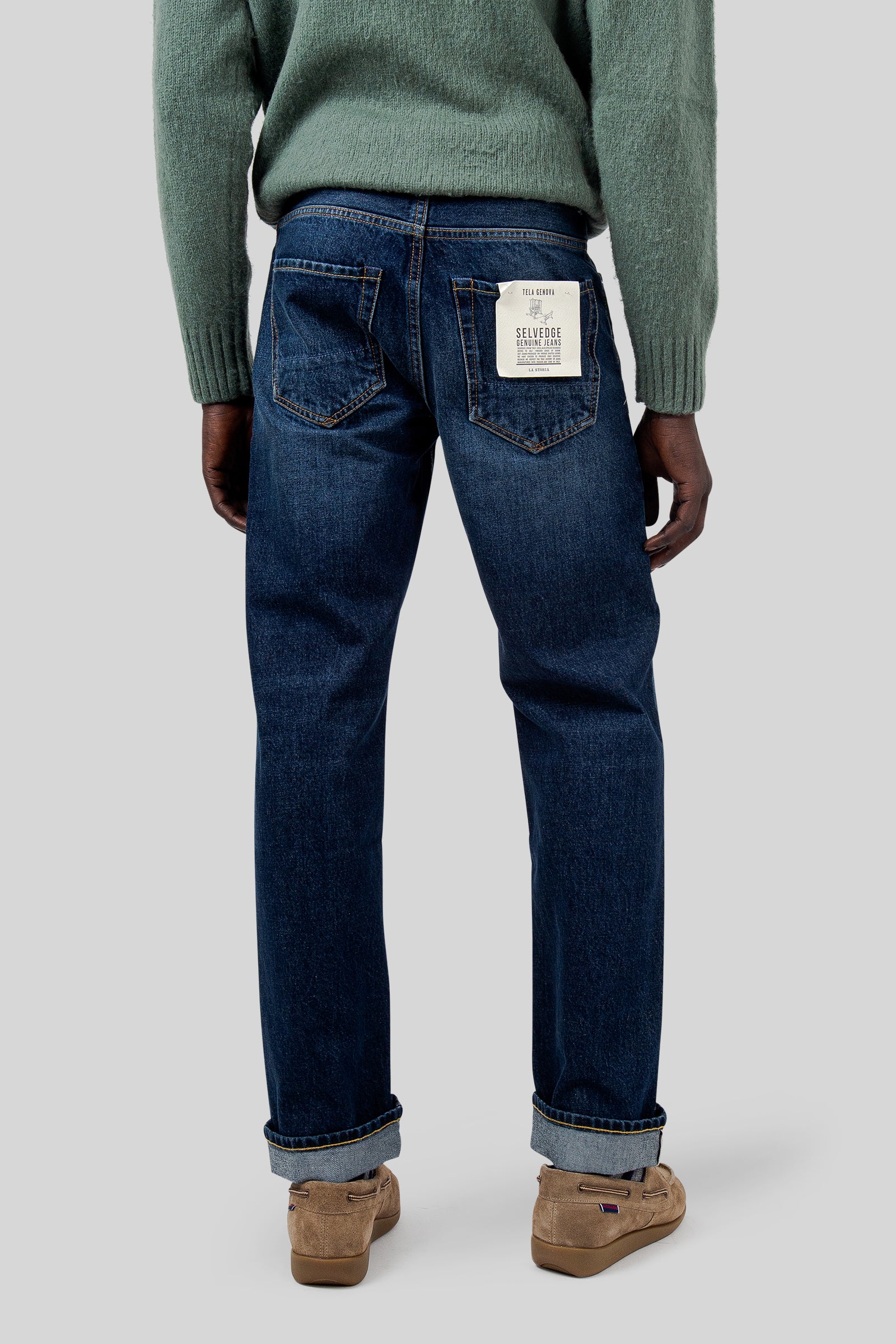 Tela Genova Jeans Rodolfo Selvedge Faded Blu Medio Uomo - 3