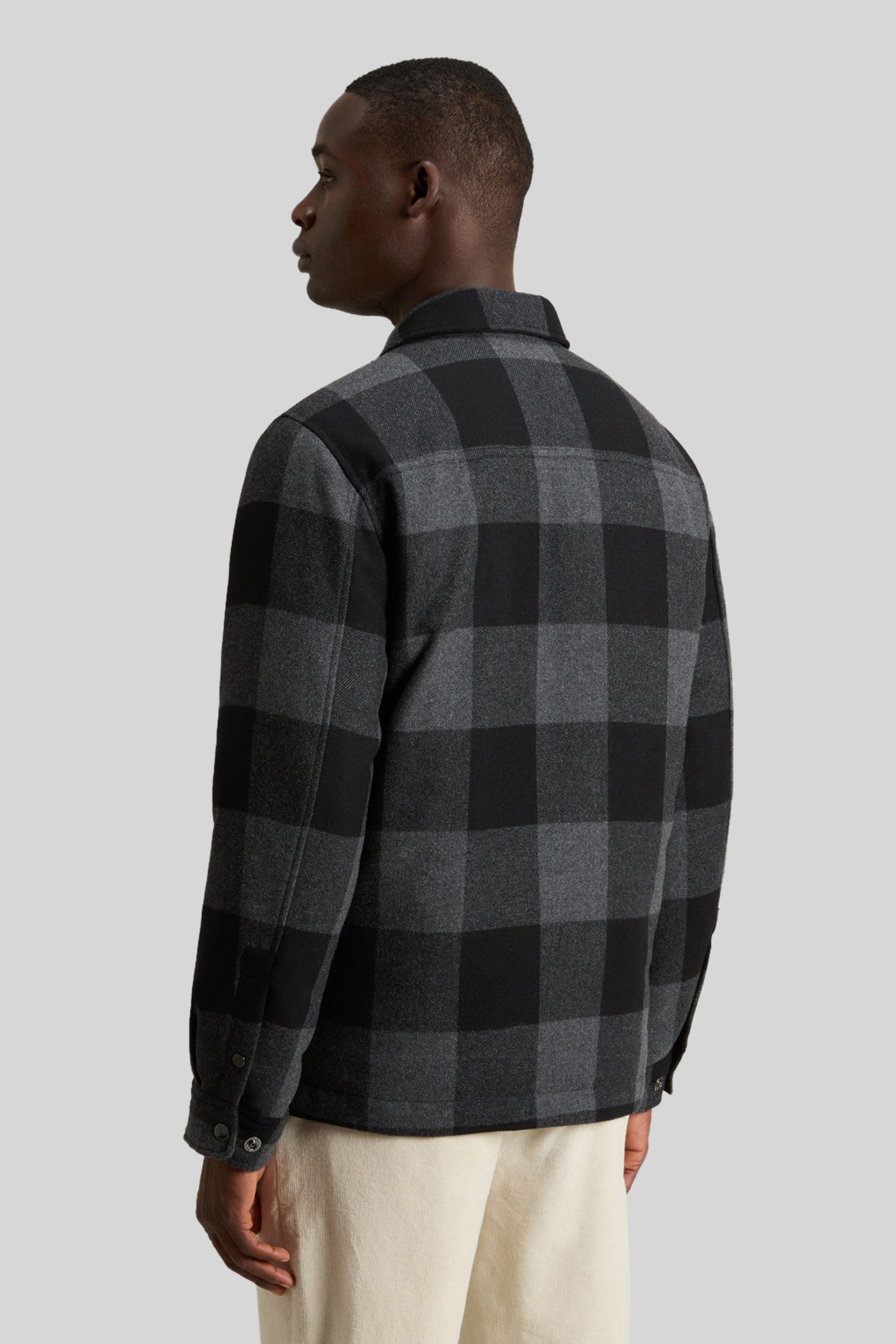 Woolrich Wool Check Alaskan Shirt Jacket Antracite Uomo - 3