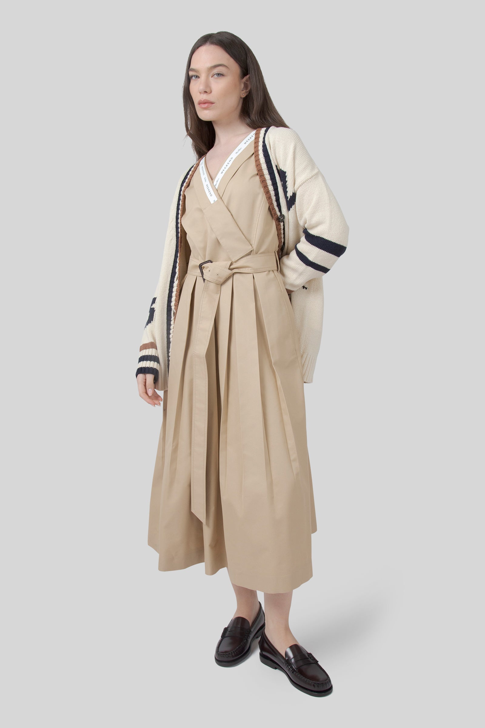 Max Mara Weekend Abito Cono In Gabardina Antigoccia Beige Donna - 7