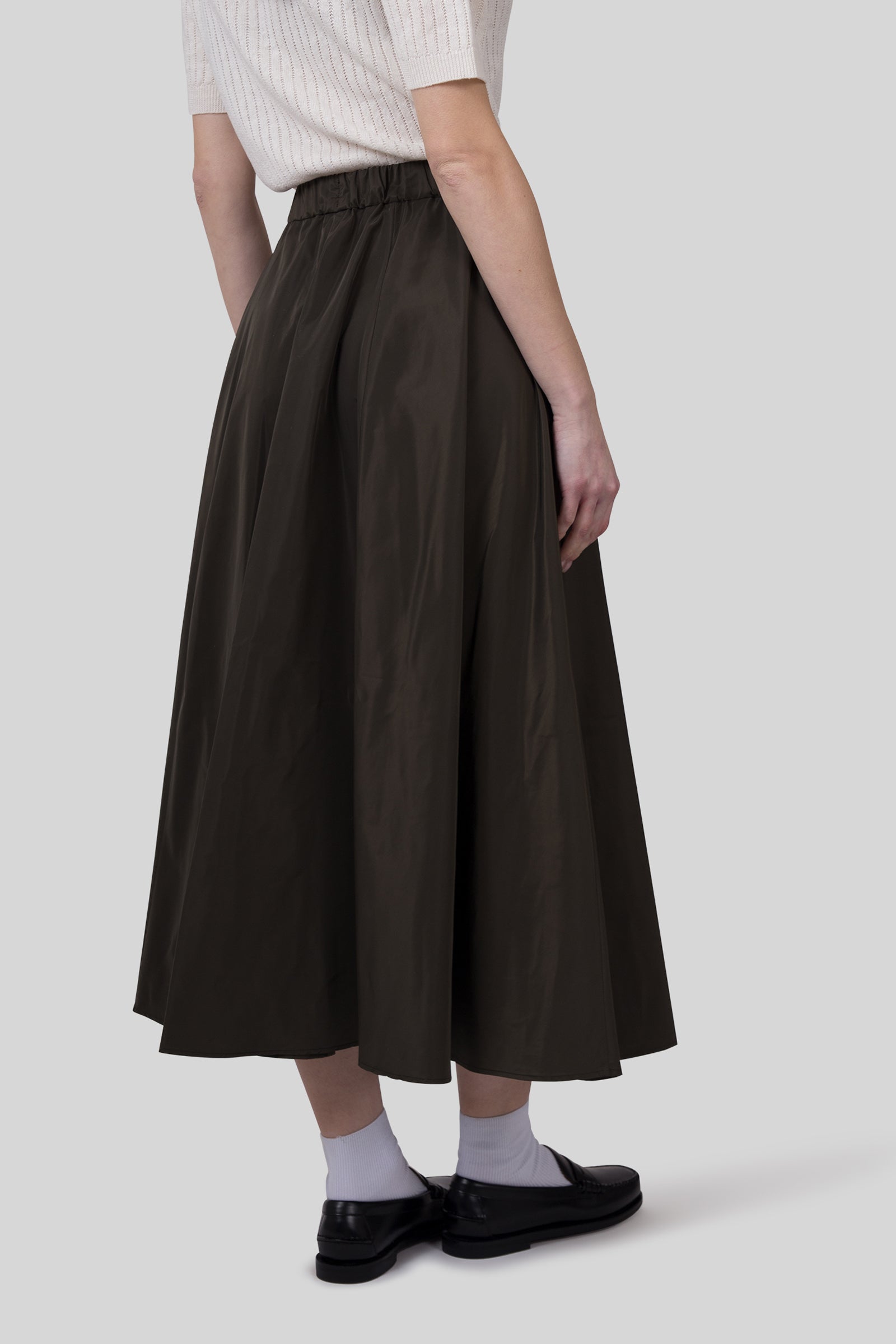 Aspesi Gonna Midi Con Pieghe Mia Verde Militare Donna - 4