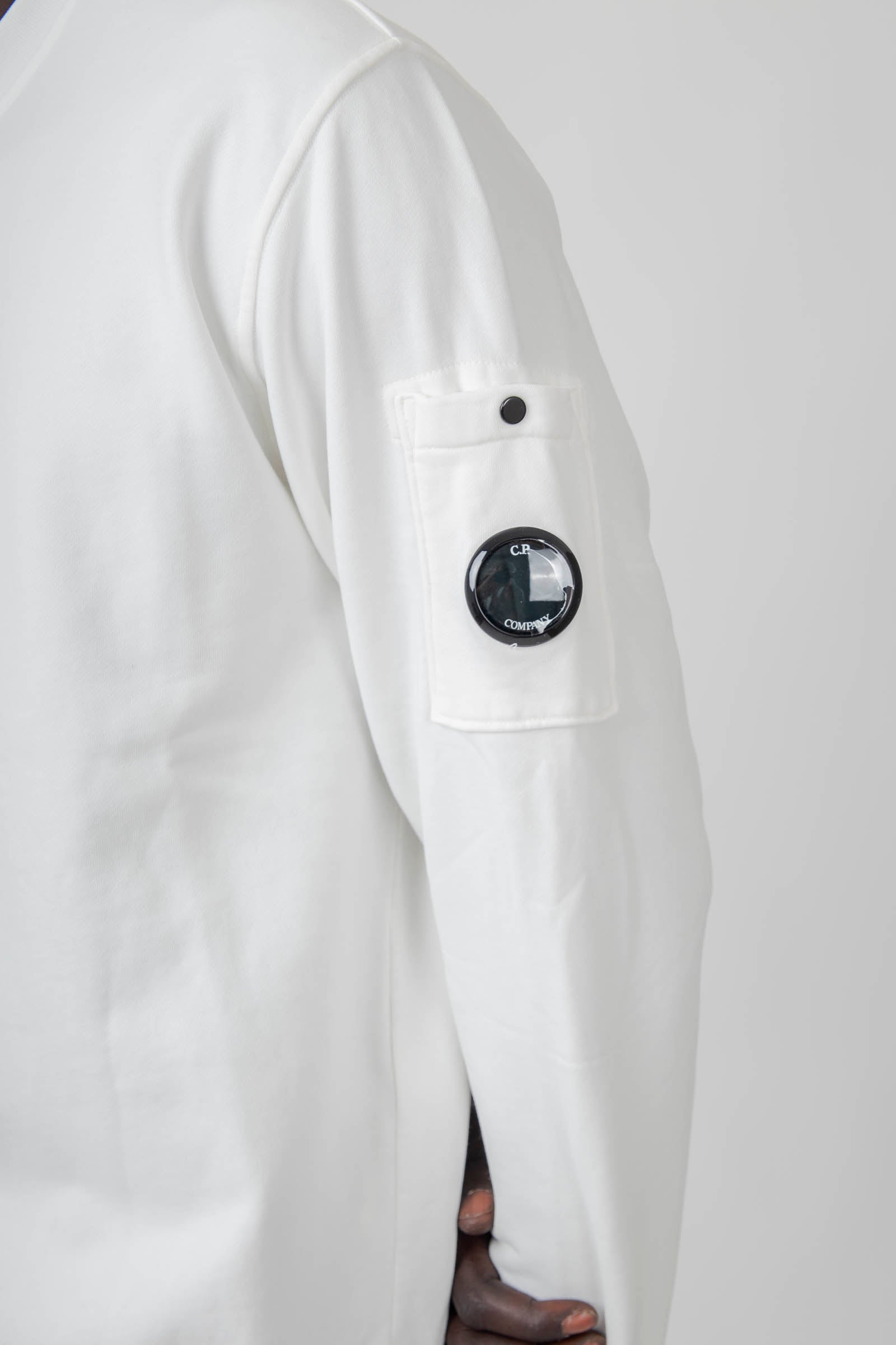 C.p. Company Felpa Crewneck Diadonal Brushed Emerized Bianco Uomo - 4