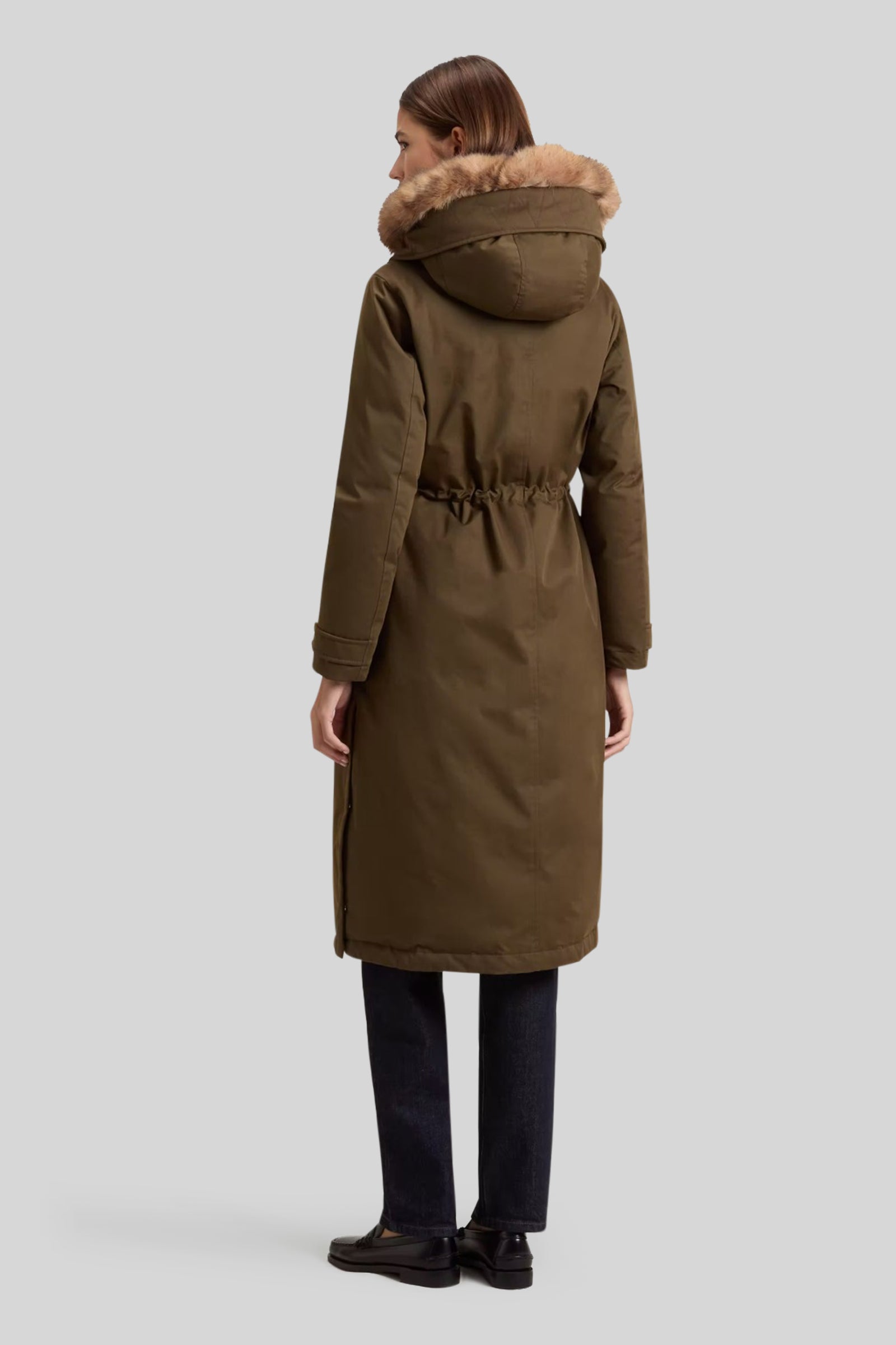 Woolrich Parka Lungo Best Cotton Con Faux Fur Rimovibile Verde Scuro Donna - 4