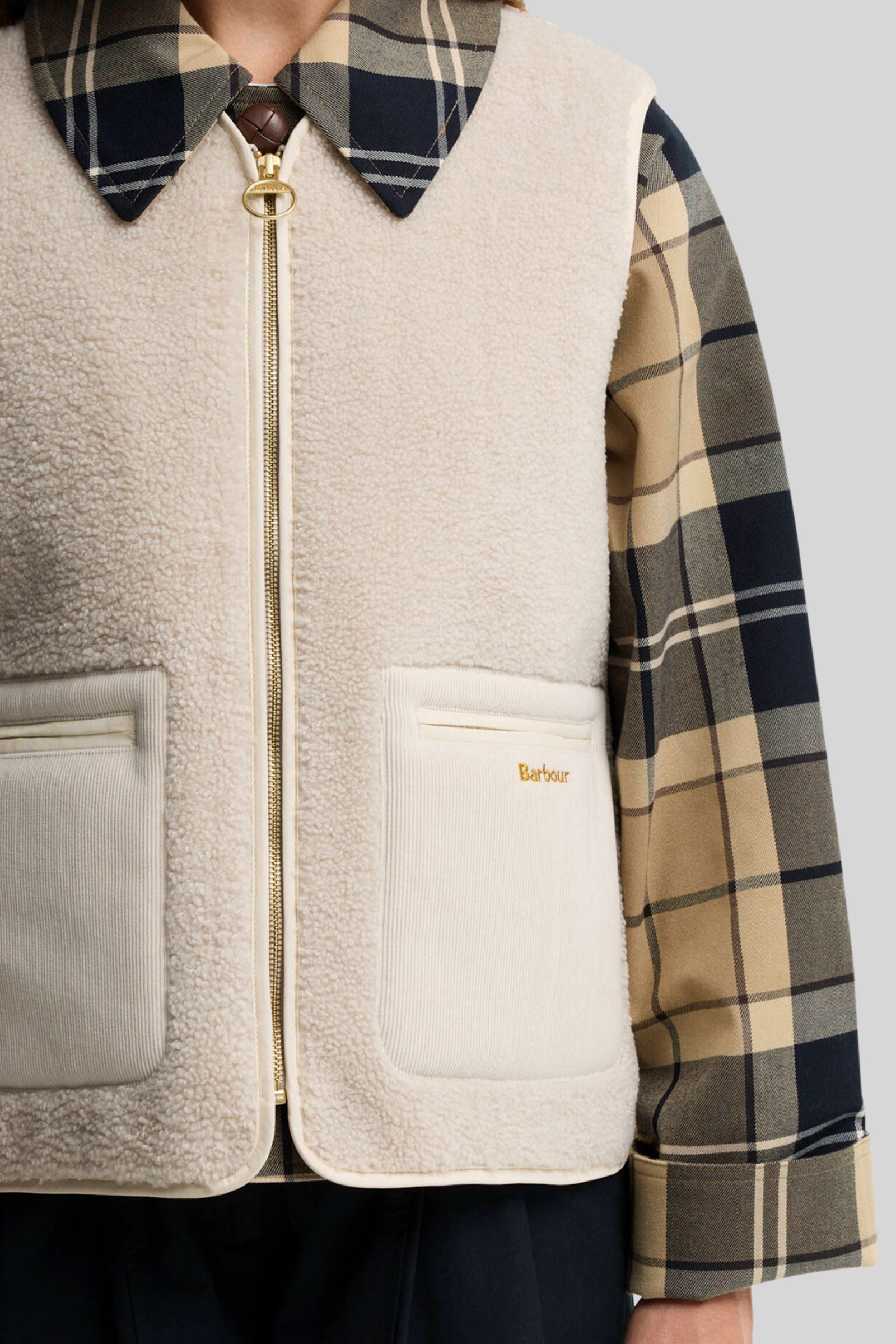 Barbour Gilet Bainford In Pile Teddy Ecru Donna - 2