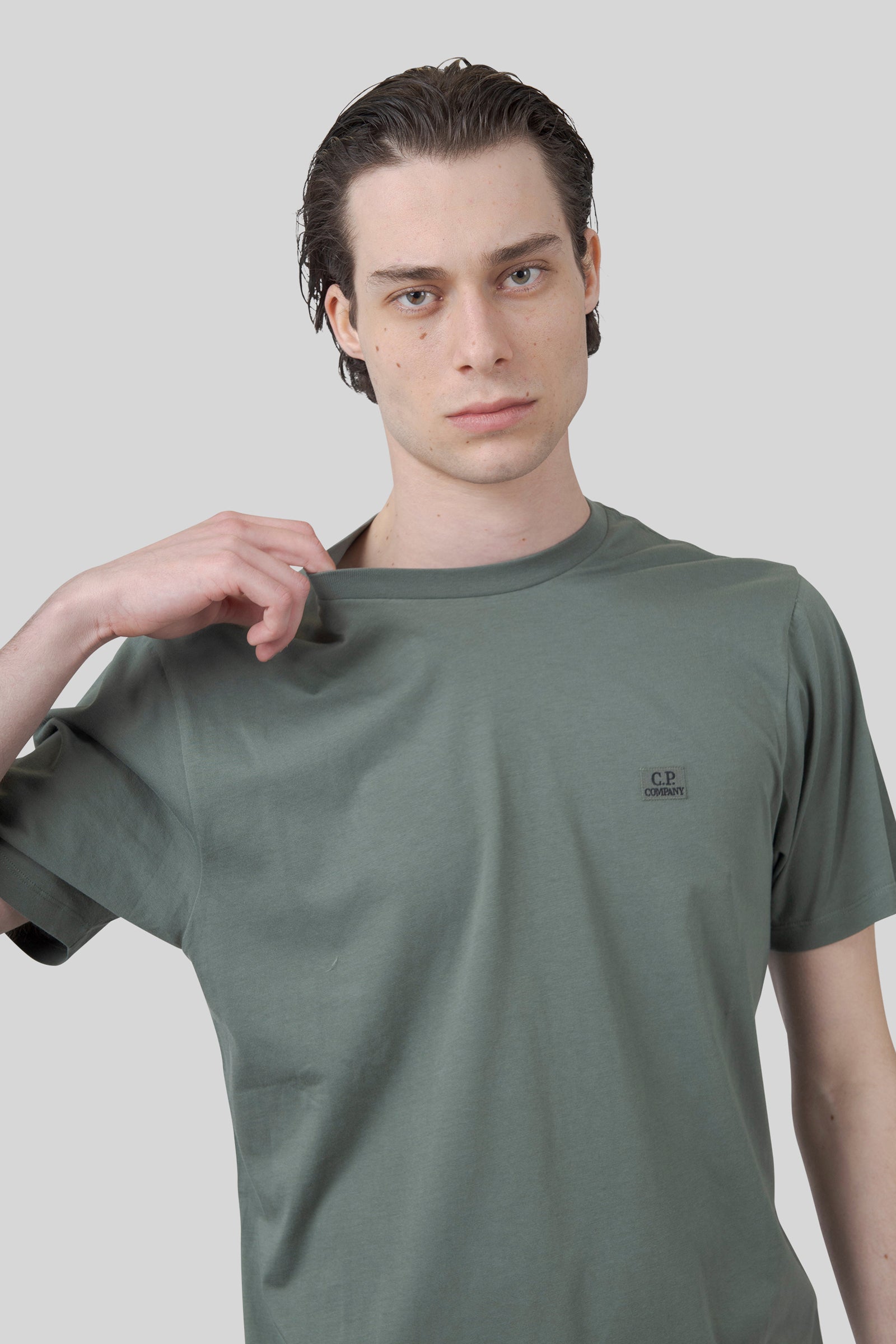 C.p. Company T-shirt 30/1 Jersey Logo Patch Verde Uomo - 4