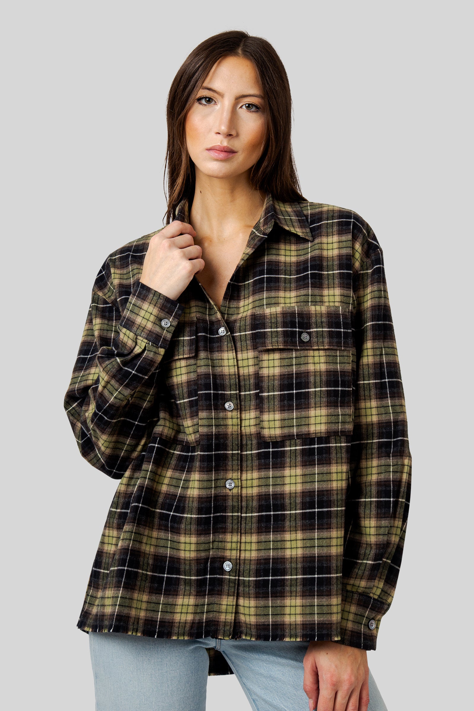 Department Five Camicia Over Brother Tartan Verde Donna - 2