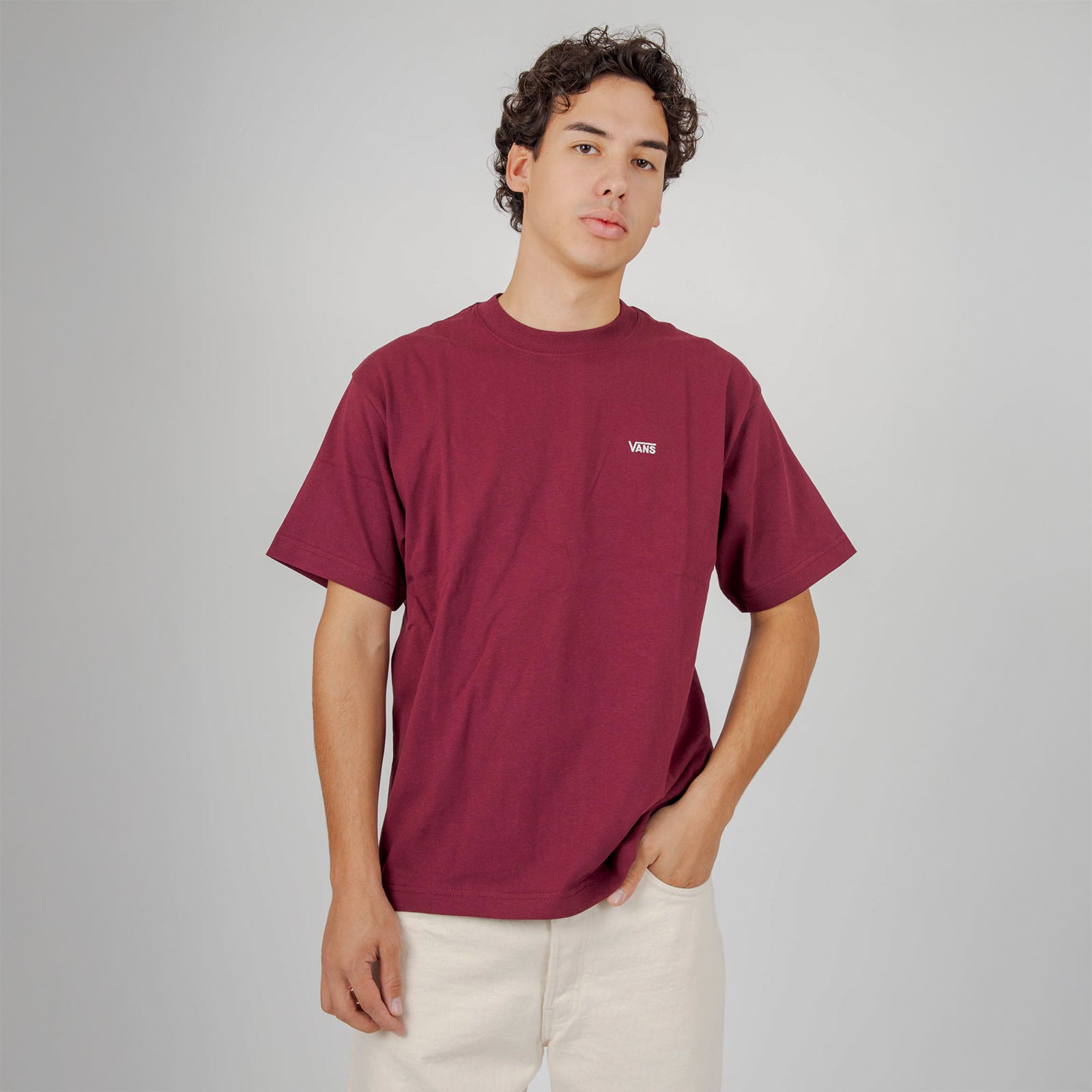 Vans "off The Wall" T-shirt Left Chest Ii Bordeaux Uomo - 5