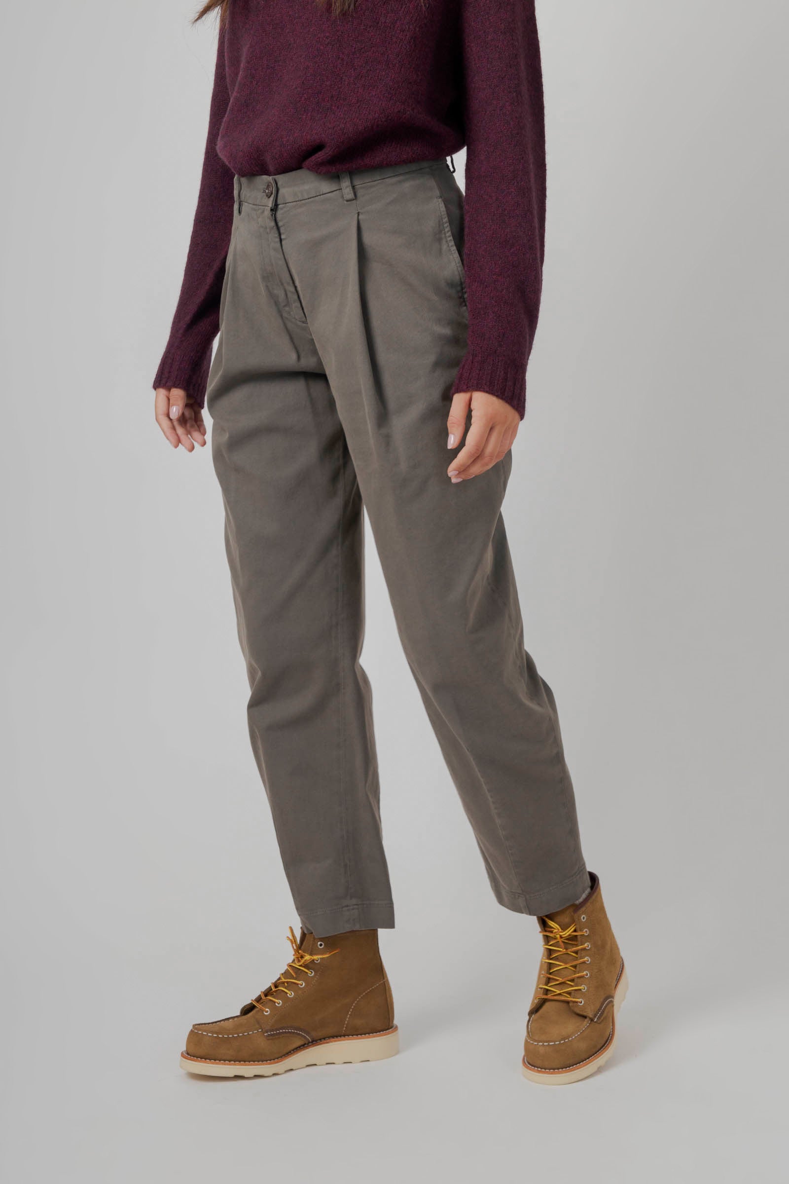 Aspesi Pantalone In Gabardina Di Cotone Grigio Donna - 3