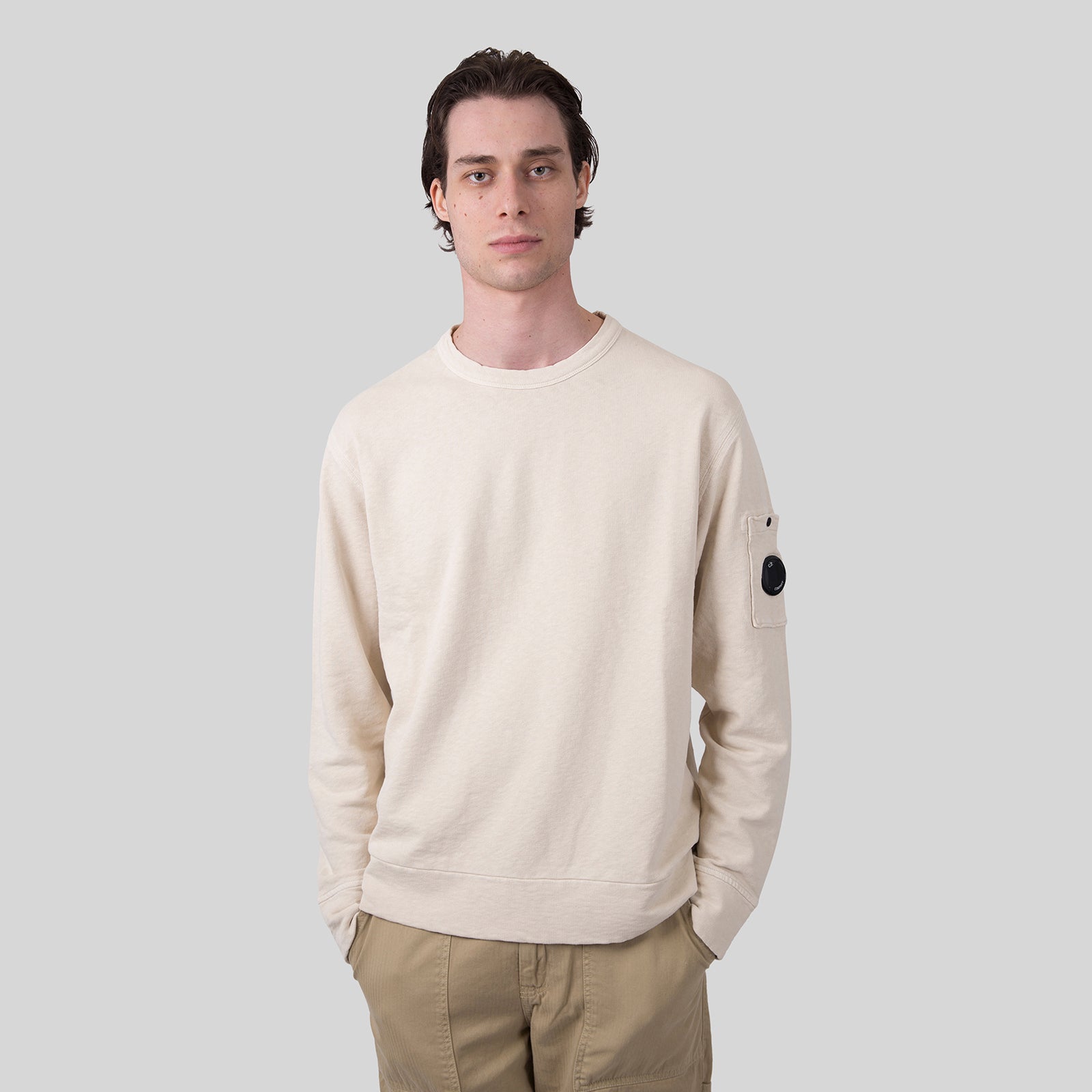 C.p. Company Felpa Crewneck Malfilé Ecru Uomo - 6