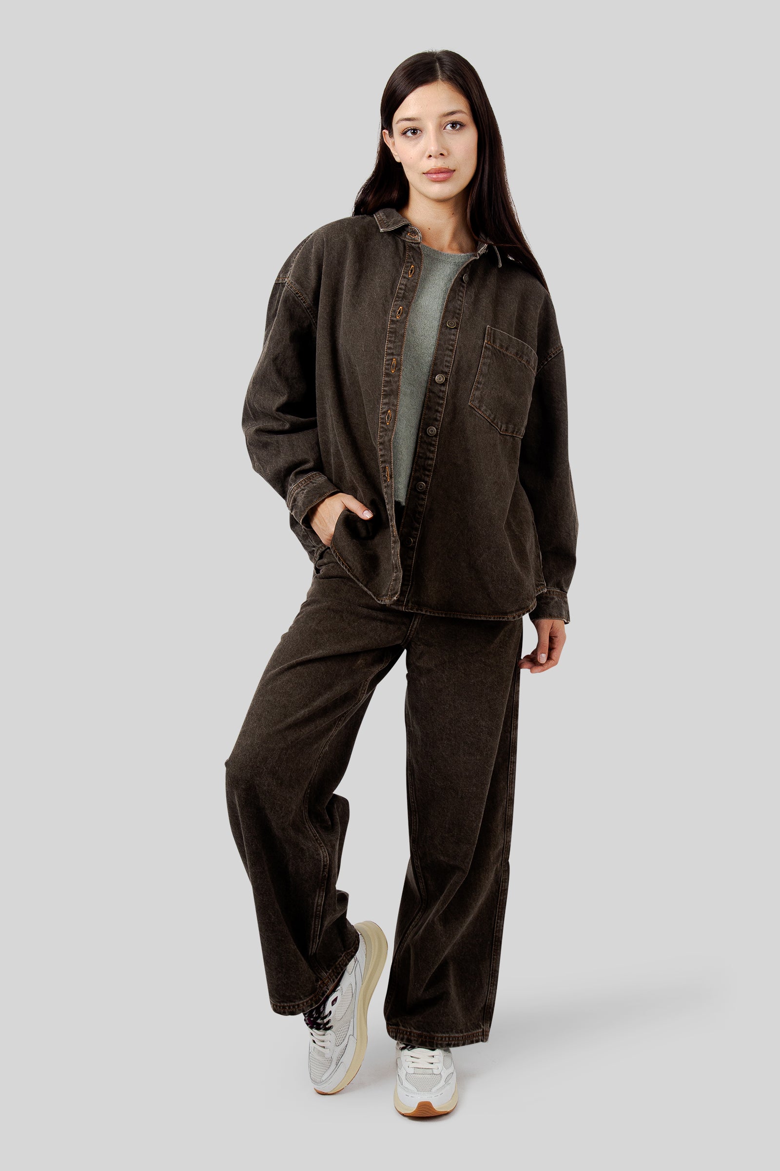 American Vintage Jeans Loose Oshow Marrone Donna - 2