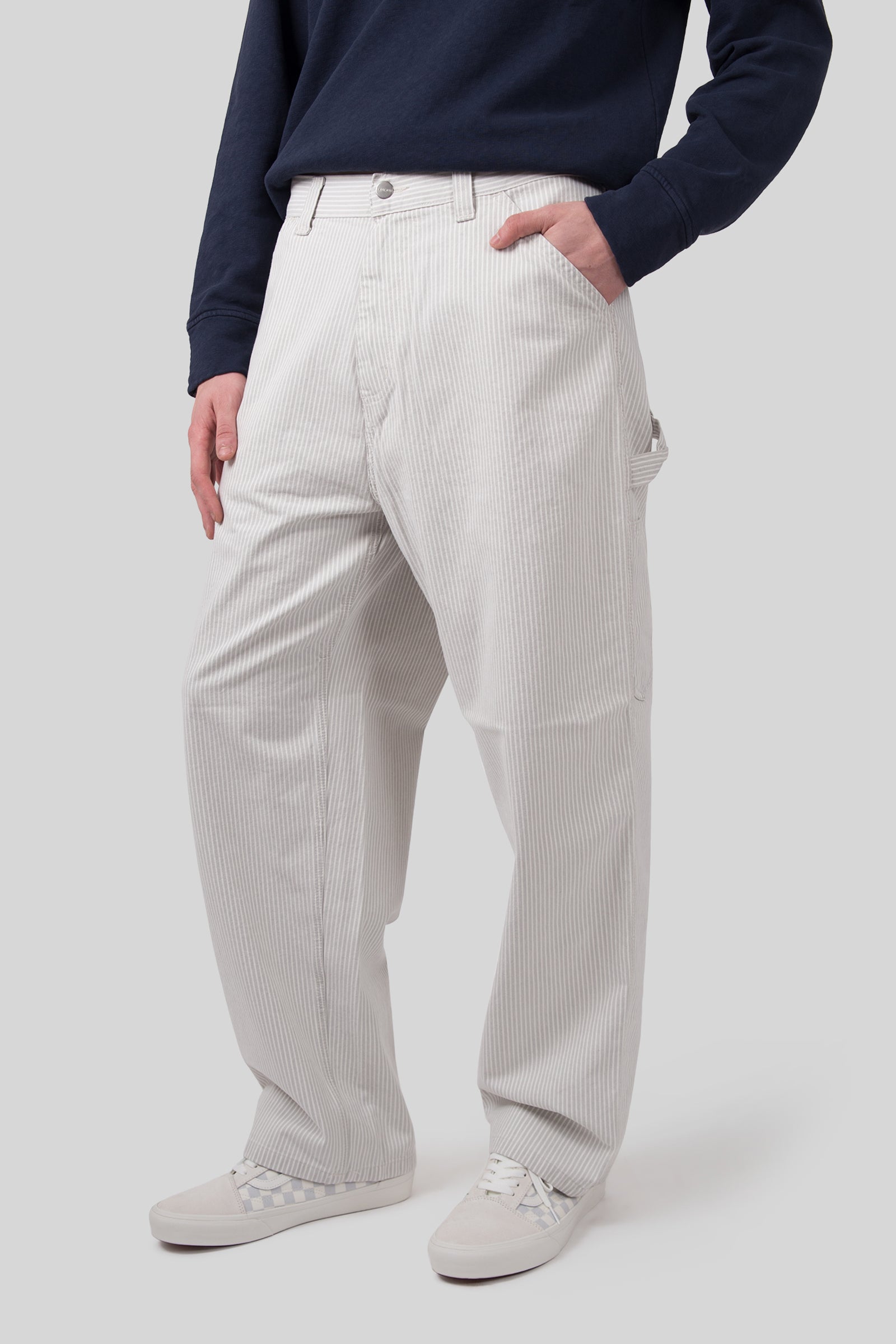 Carhartt Wip Mercer Single Knee Pant Stripe Bianco/grigio Uomo - 3