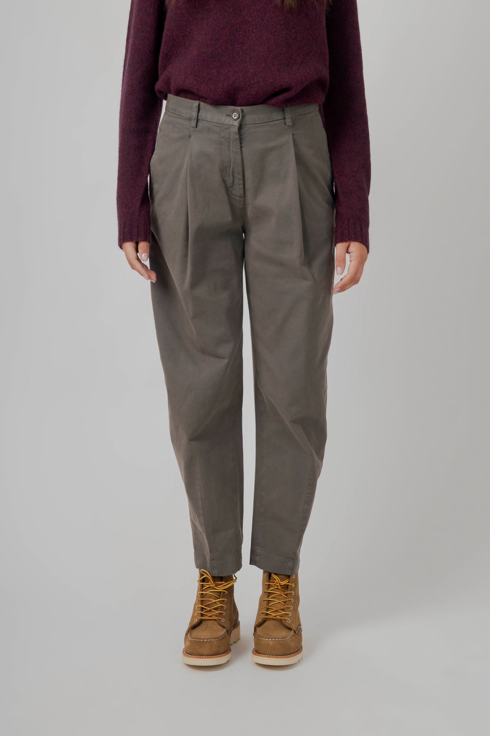 Aspesi Pantalone In Gabardina Di Cotone Grigio Donna - 4