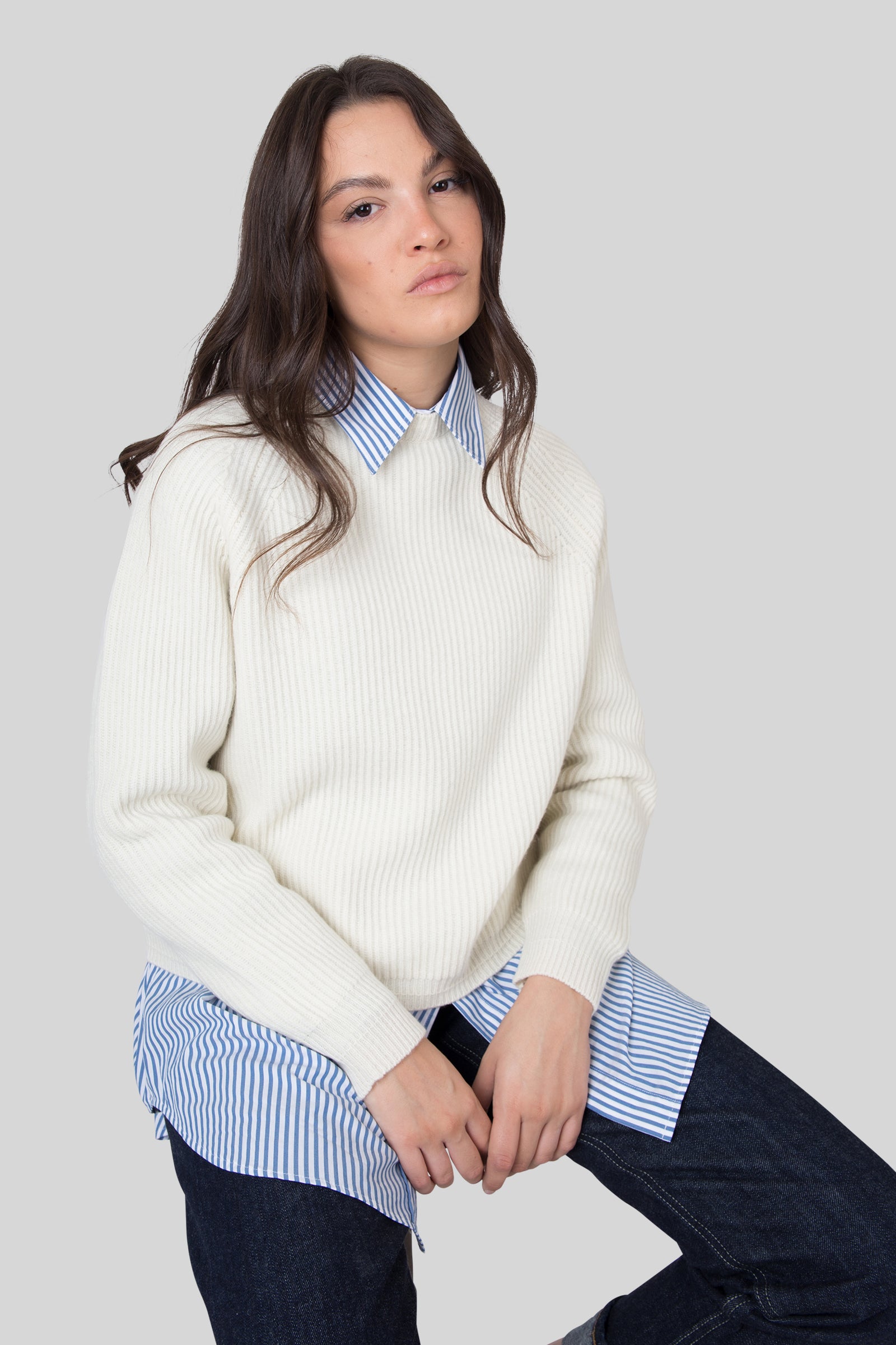 Grifoni Maglia Girocollo Inglese Panna Donna - 1