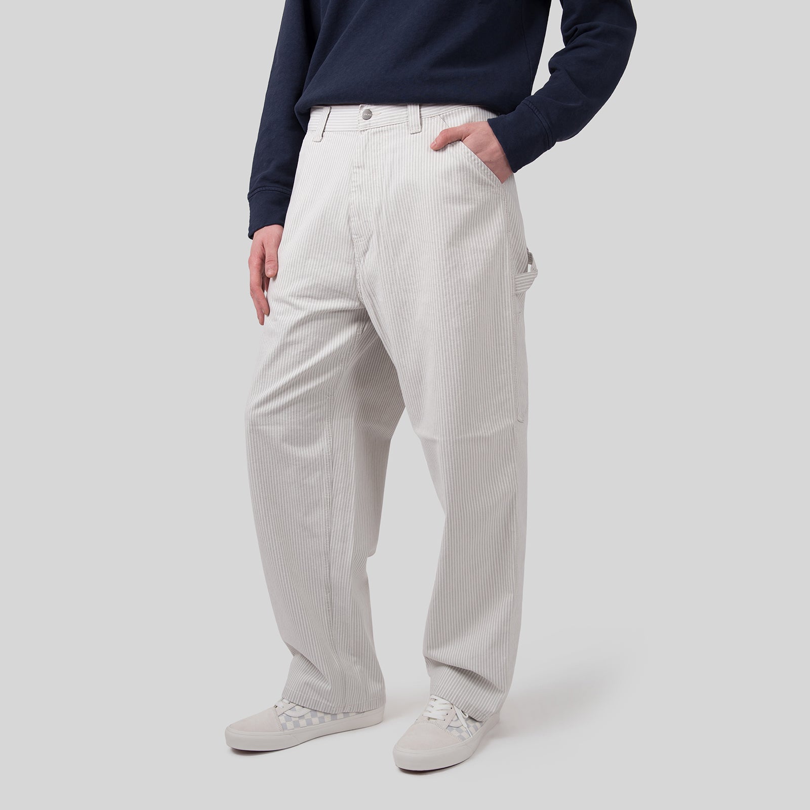 Carhartt Wip Mercer Single Knee Pant Stripe Bianco/grigio Uomo - 8